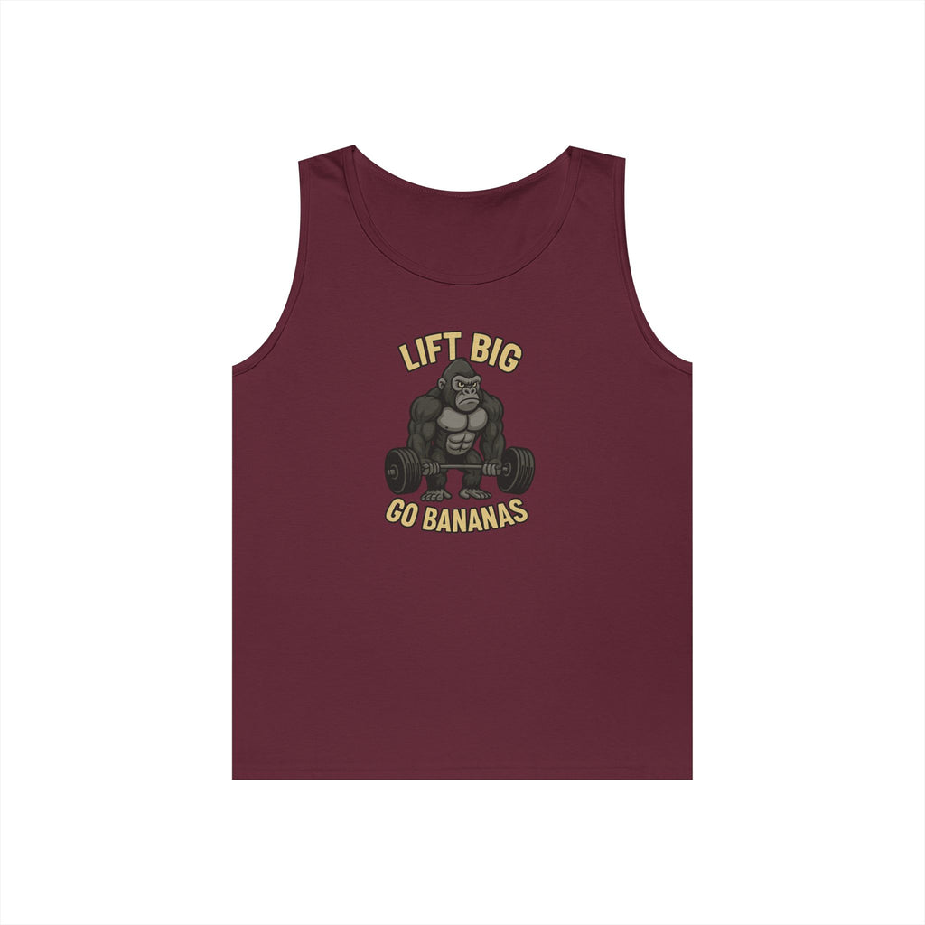 Gorilla Gym Tank Top - Lift Big, Go Bananas! Workout Apparel, Fitness Shirt, Unisex Exercise Top, Funny Gym Clothing