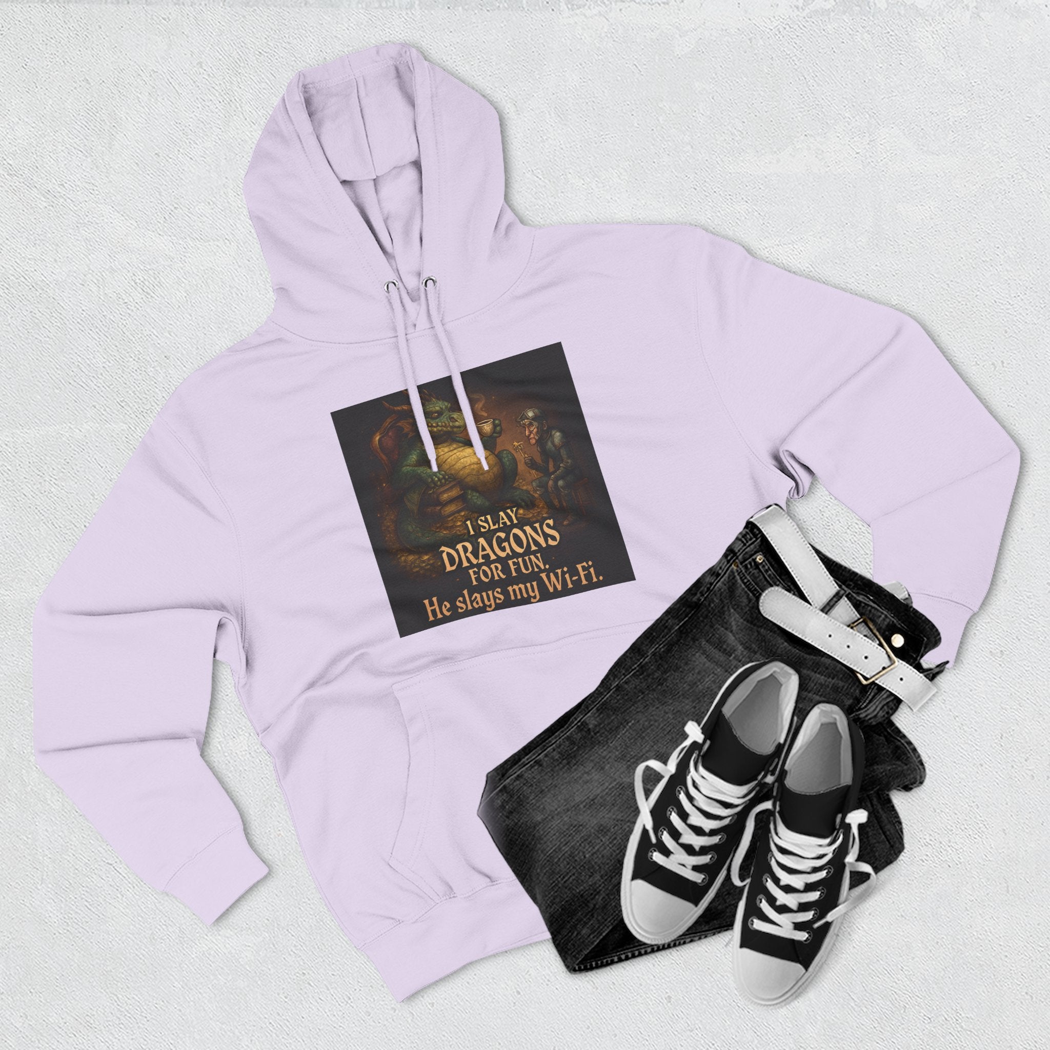 Fantasy-Themed Fleece Hoodie, Cozy Gift for Dragon Lovers, Perfect for Any Occasion, Fun Graphic Sweatshirt, Unique Apparel