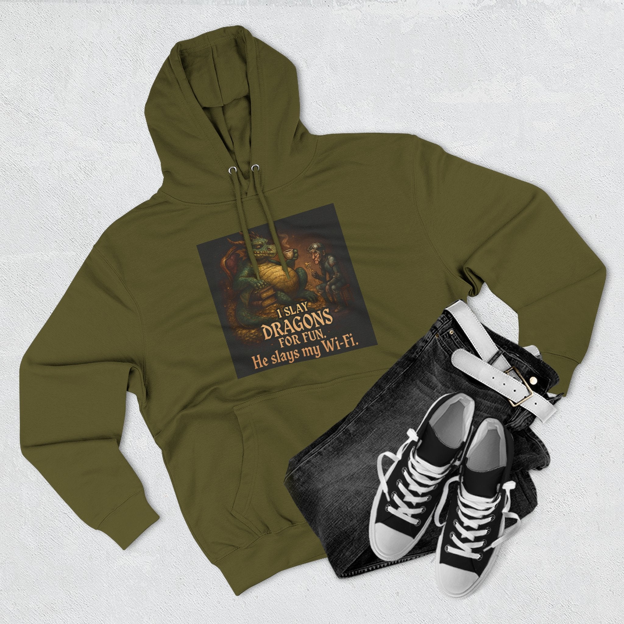 Fantasy-Themed Fleece Hoodie, Cozy Gift for Dragon Lovers, Perfect for Any Occasion, Fun Graphic Sweatshirt, Unique Apparel