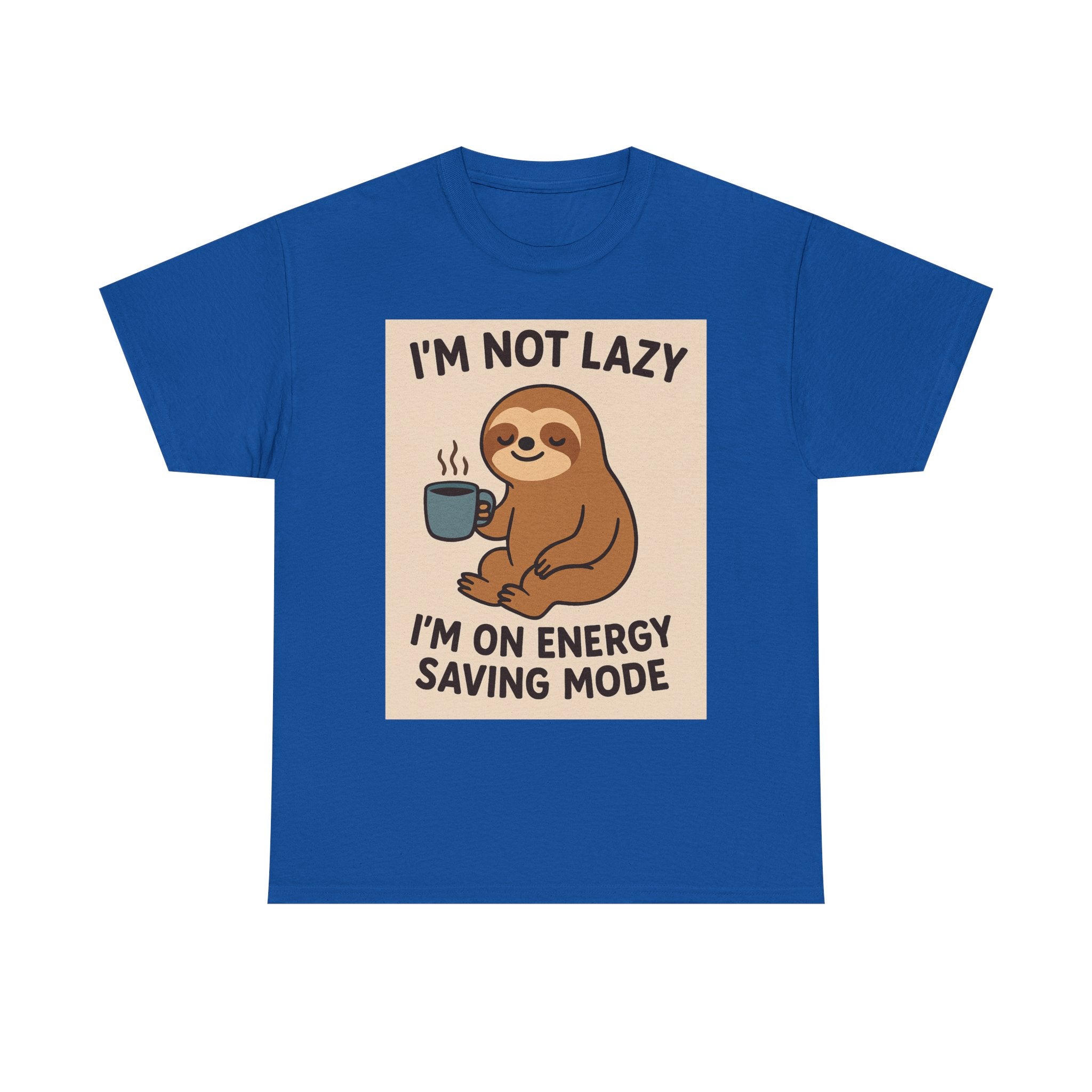 Lazy Sloth Unisex Heavy Cotton Tee | Funny Coffee Shirt, Gifts for Coffee Lovers, Relaxed T-Shirt, Cute Animal Apparel, Everyday Wear