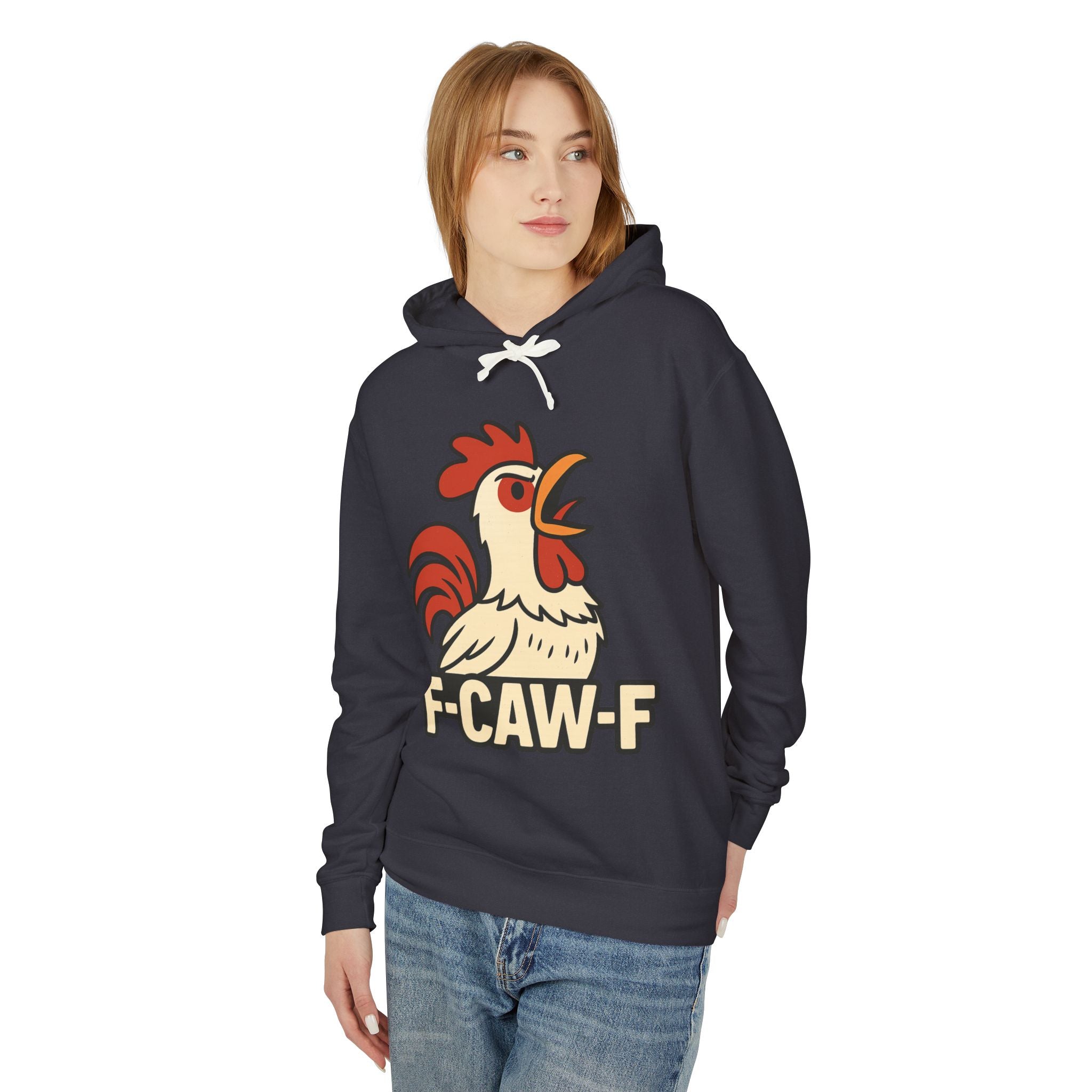 F-Caw-F Unisex Lightweight Hooded Sweatshirt, Funny Hoodie, Gift for Rooster Lovers, Humor Apparel, Casual Wear, Quirky Clothing