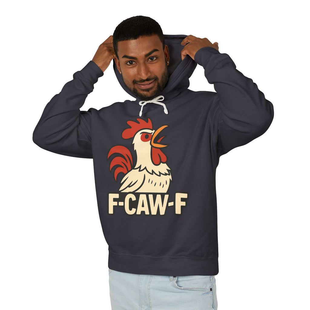 F-Caw-F Unisex Lightweight Hooded Sweatshirt, Funny Hoodie, Gift for Rooster Lovers, Humor Apparel, Casual Wear, Quirky Clothing