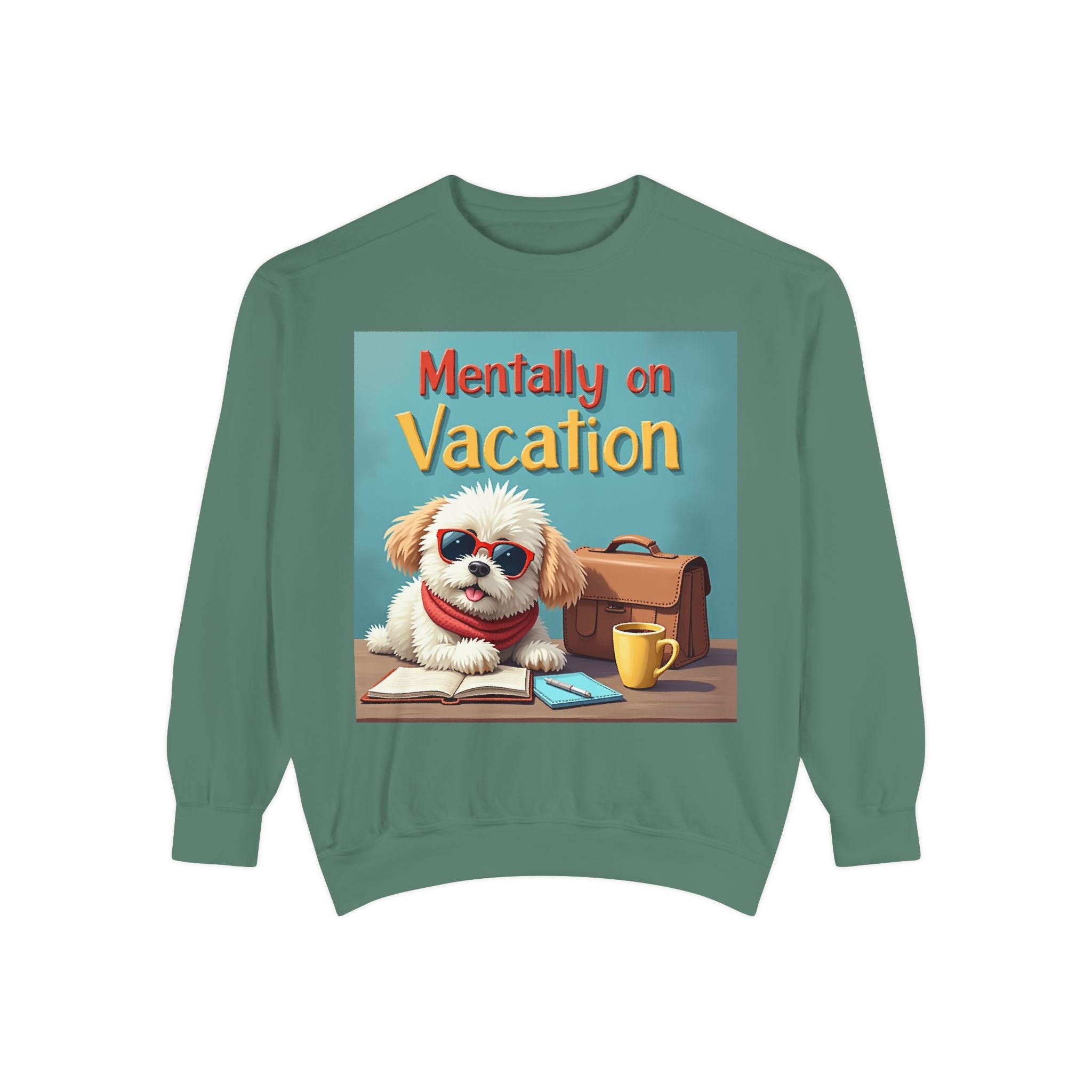 Unisex Dog-Themed Sweatshirt with Humorous Vacation Design, Perfect for Pet Lovers, Gift for Dog Owners, Cozy Casual Wear, Vacation Mood