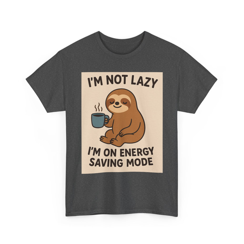 Lazy Sloth Unisex Heavy Cotton Tee | Funny Coffee Shirt, Gifts for Coffee Lovers, Relaxed T-Shirt, Cute Animal Apparel, Everyday Wear