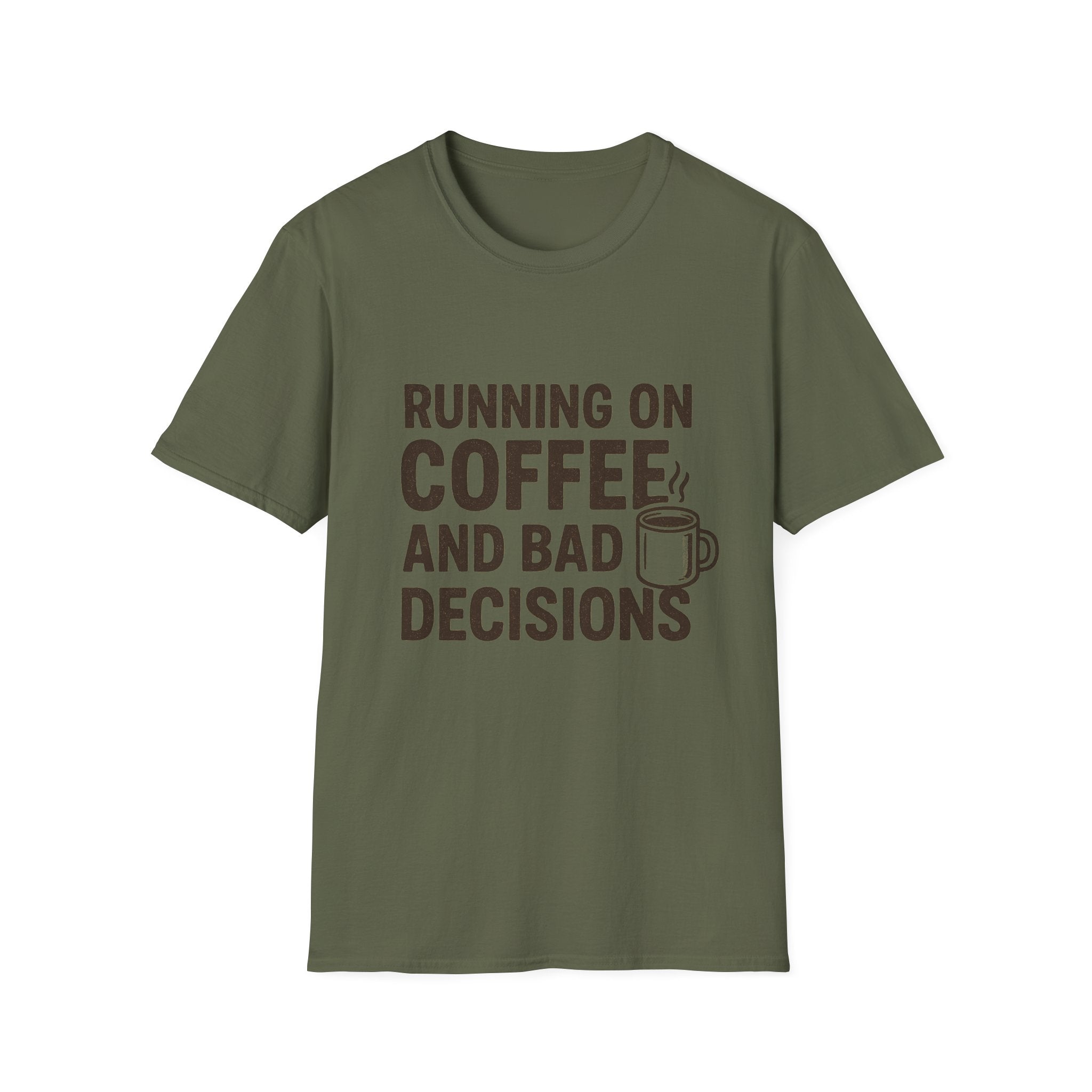 Coffee & Bad Decisions T-Shirt, Funny Graphic Tee, Gift for Coffee Lovers, Unisex Casual Wear, Perfect for Birthdays, Everyday Humor