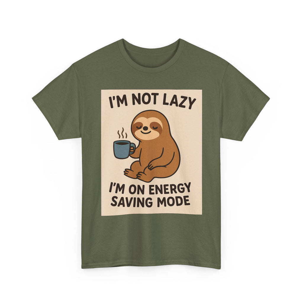 Lazy Sloth Unisex Heavy Cotton Tee | Funny Coffee Shirt, Gifts for Coffee Lovers, Relaxed T-Shirt, Cute Animal Apparel, Everyday Wear