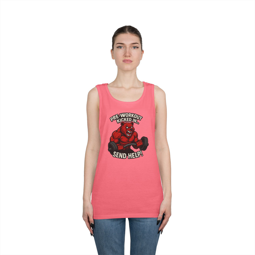Pre-Workout Kicked In Send Help Tank Top | Fitness Gym Workout Tank