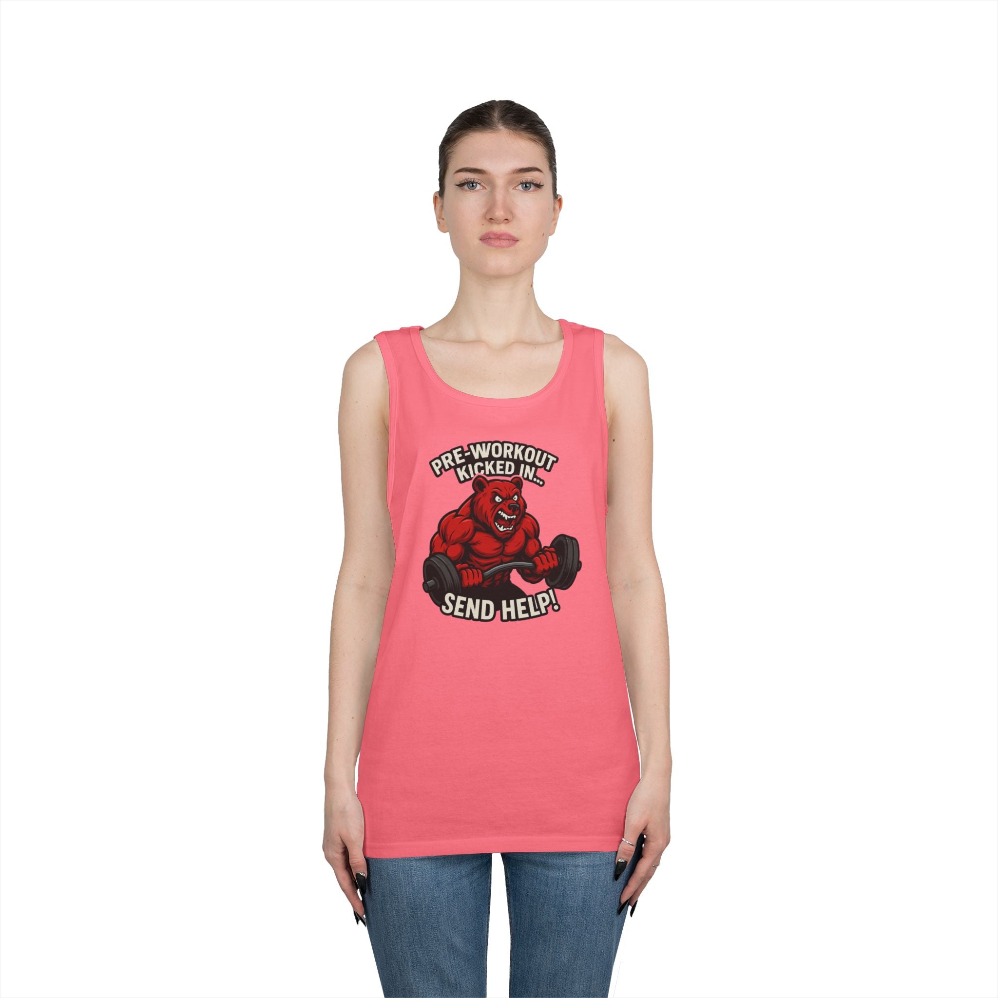 Pre-Workout Kicked In Send Help Tank Top | Fitness Gym Workout Tank