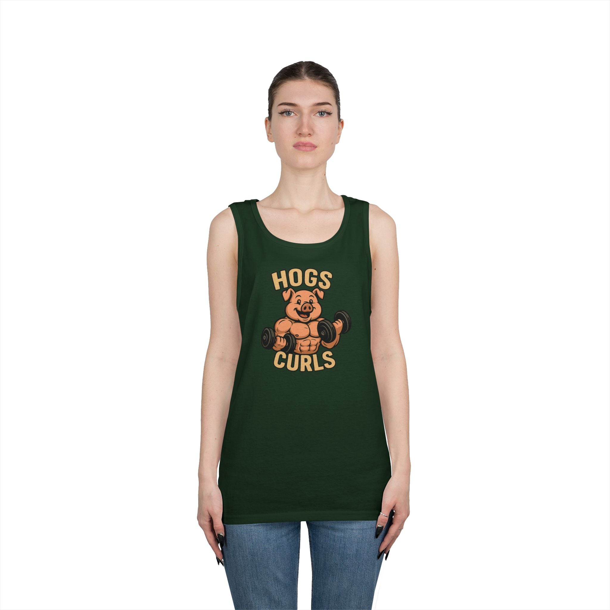 Fun Weightlifting Tank Top for Gym Lovers, Hogs & Curls Unisex Cotton Fitness Tee, Workout Shirt, Gift for Gym Enthusiasts, Summer [...]