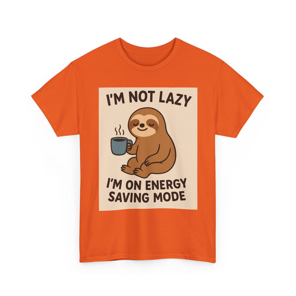 Lazy Sloth Unisex Heavy Cotton Tee | Funny Coffee Shirt, Gifts for Coffee Lovers, Relaxed T-Shirt, Cute Animal Apparel, Everyday Wear