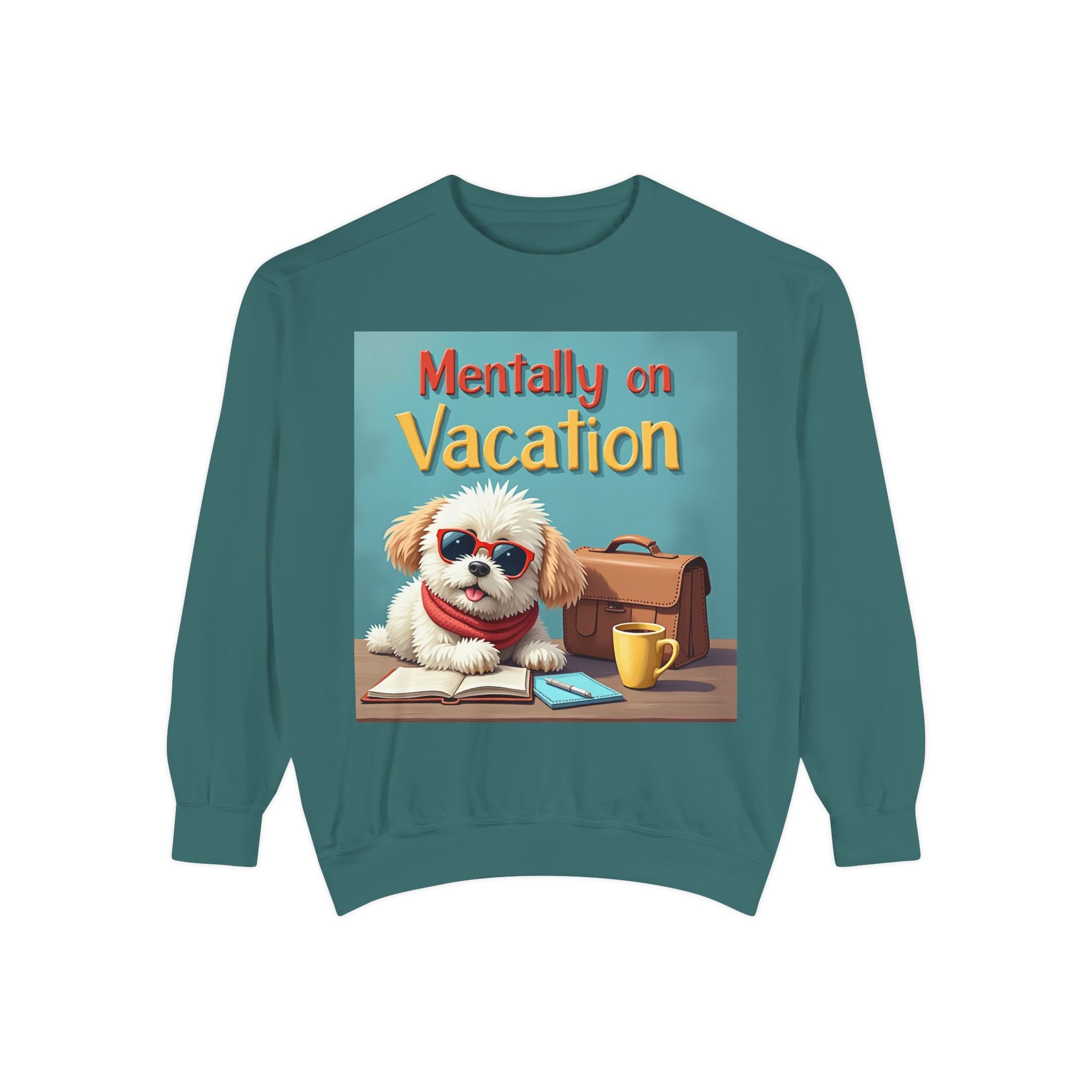 Unisex Dog-Themed Sweatshirt with Humorous Vacation Design, Perfect for Pet Lovers, Gift for Dog Owners, Cozy Casual Wear, Vacation Mood