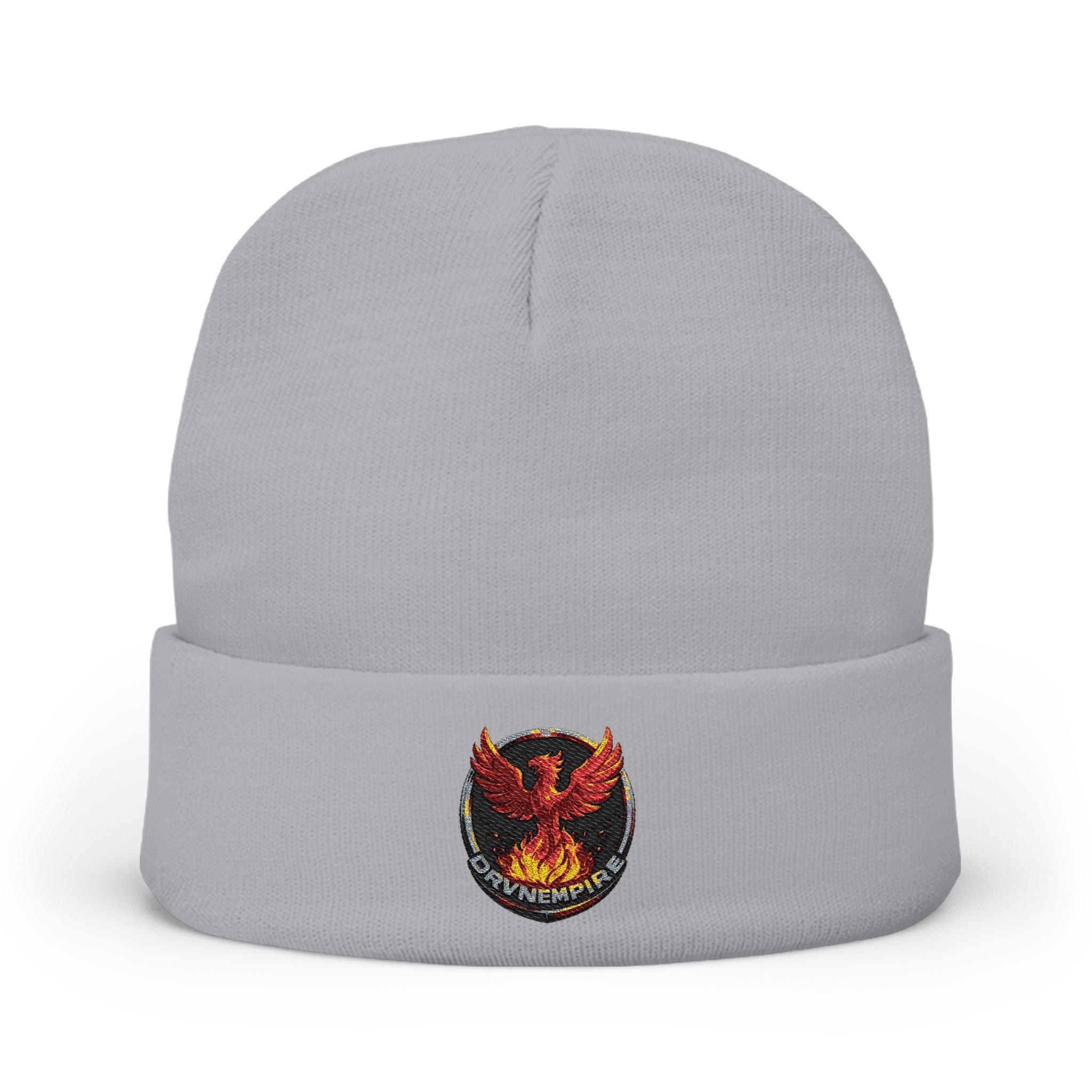 Phoenix Embroidered Knit Beanie — Firebird Patch Winter Hat