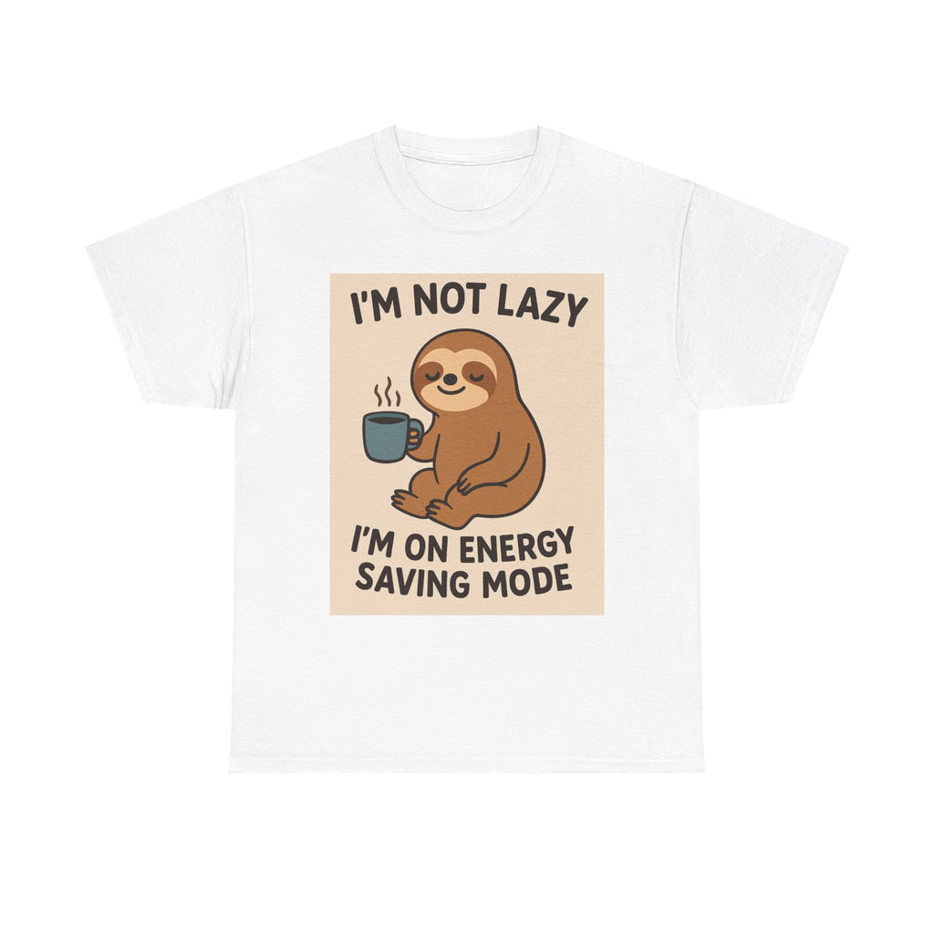 Lazy Sloth Unisex Heavy Cotton Tee | Funny Coffee Shirt, Gifts for Coffee Lovers, Relaxed T-Shirt, Cute Animal Apparel, Everyday Wear