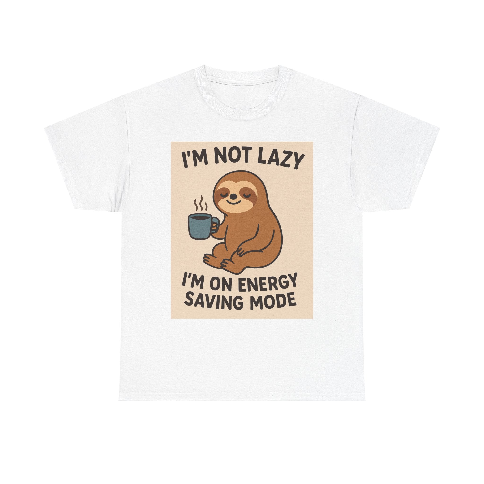 Lazy Sloth Unisex Heavy Cotton Tee | Funny Coffee Shirt, Gifts for Coffee Lovers, Relaxed T-Shirt, Cute Animal Apparel, Everyday Wear