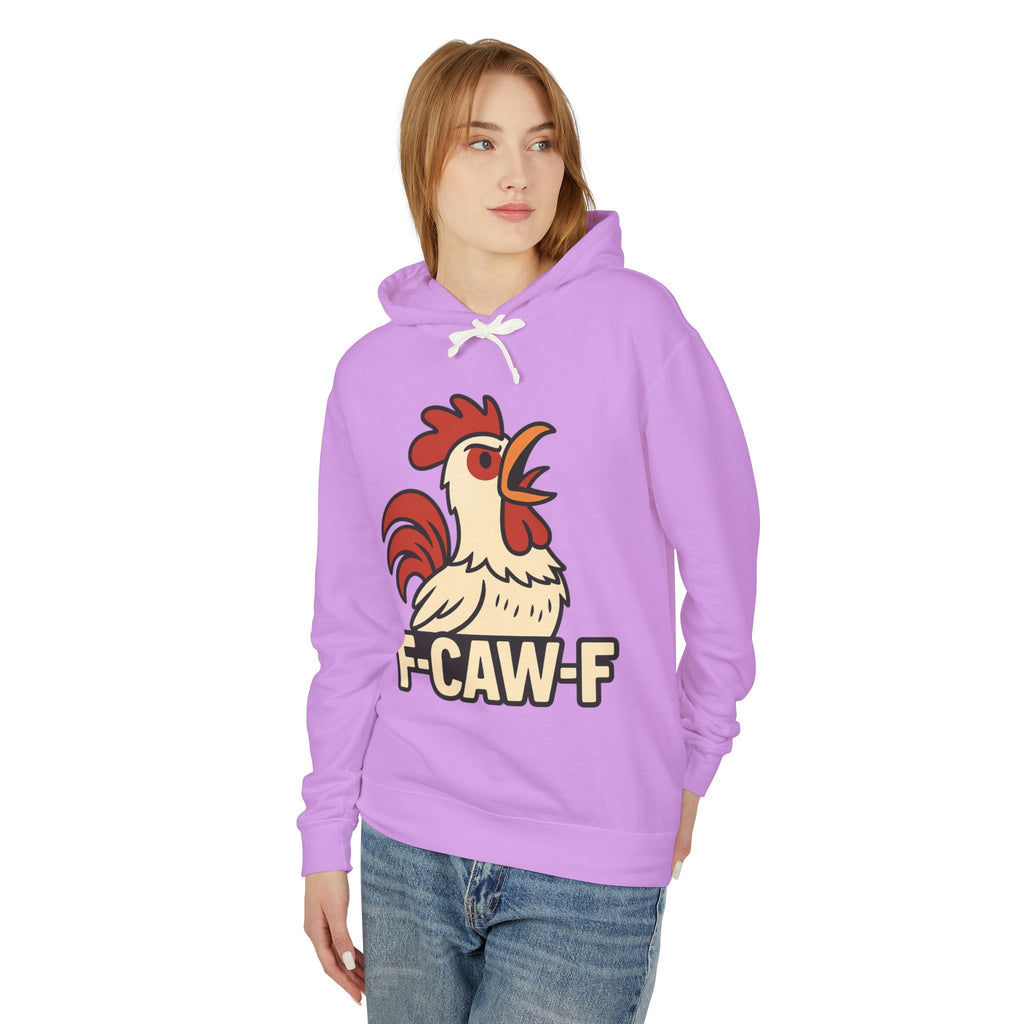 F-Caw-F Unisex Lightweight Hooded Sweatshirt, Funny Hoodie, Gift for Rooster Lovers, Humor Apparel, Casual Wear, Quirky Clothing