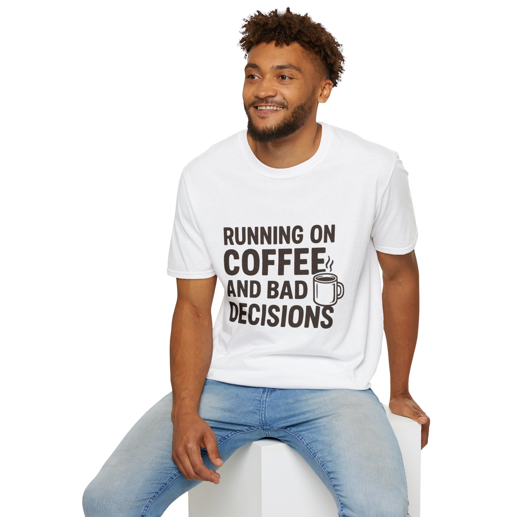 Coffee & Bad Decisions T-Shirt, Funny Graphic Tee, Gift for Coffee Lovers, Unisex Casual Wear, Perfect for Birthdays, Everyday Humor