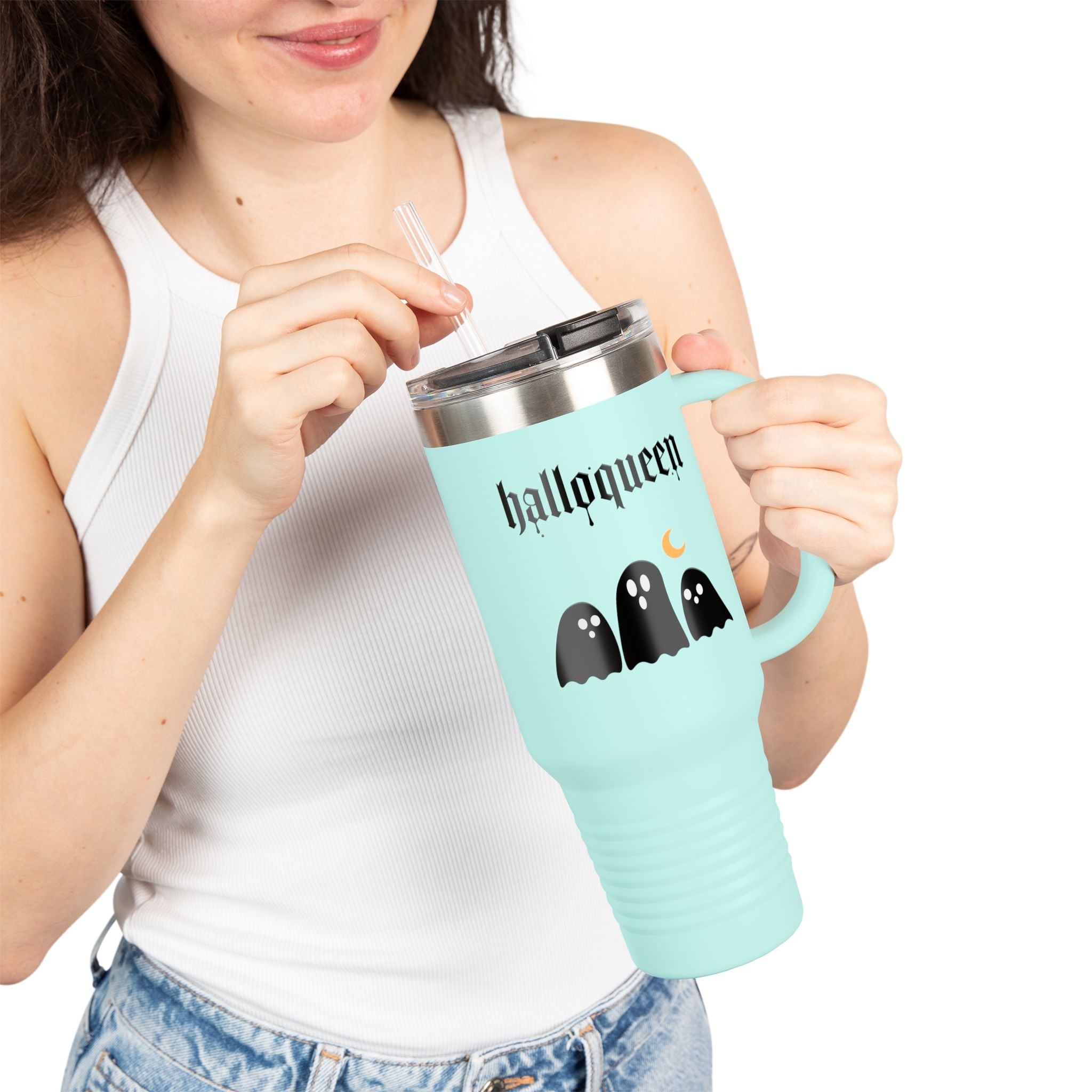 Halloween Travel Mug, Insulated 40oz, HalloQueen Coffee Cup, Spooky Ghost Tumbler, Fall Drinkware, Halloween Gift