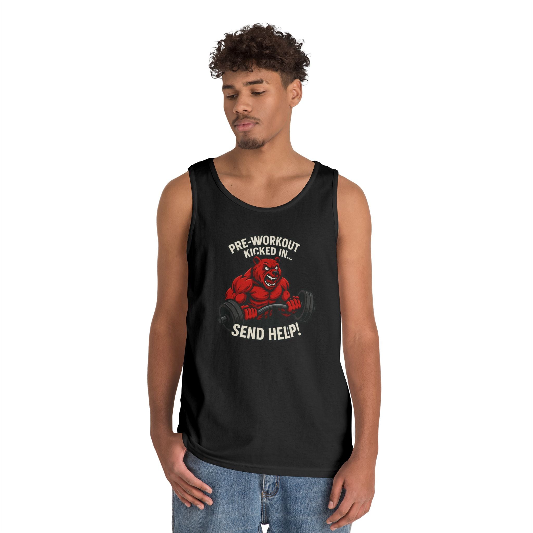 Pre-Workout Kicked In Send Help Tank Top | Fitness Gym Workout Tank