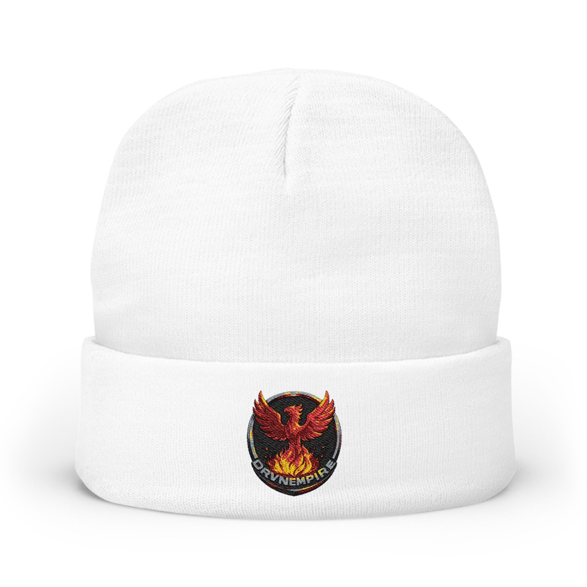 Phoenix Embroidered Knit Beanie — Firebird Patch Winter Hat