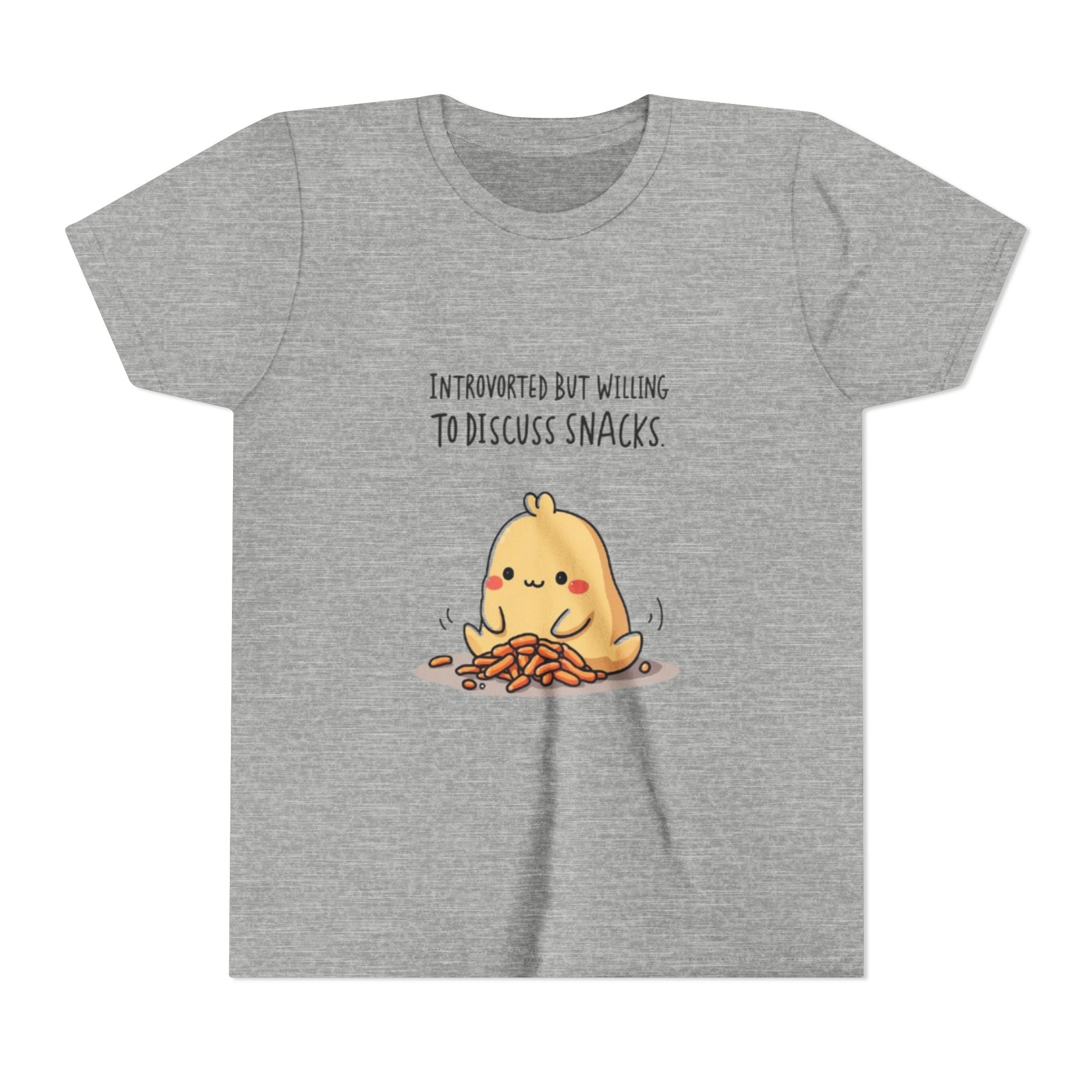 Introverted Snack Lover Youth Tee, Funny Kids Shirt, Cute Snack Lover Apparel, Gift for Introverts, Youth Casual Wear