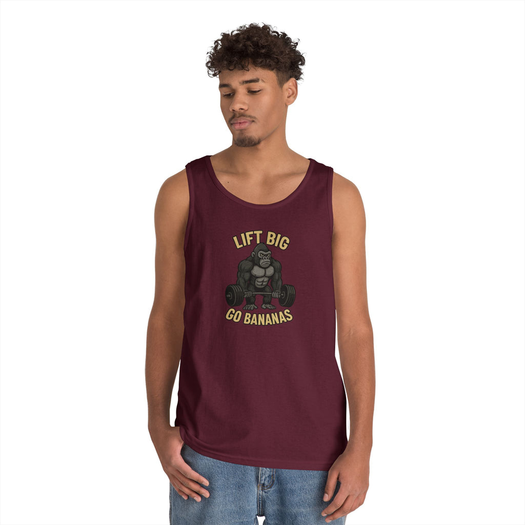 Gorilla Gym Tank Top - Lift Big, Go Bananas! Workout Apparel, Fitness Shirt, Unisex Exercise Top, Funny Gym Clothing