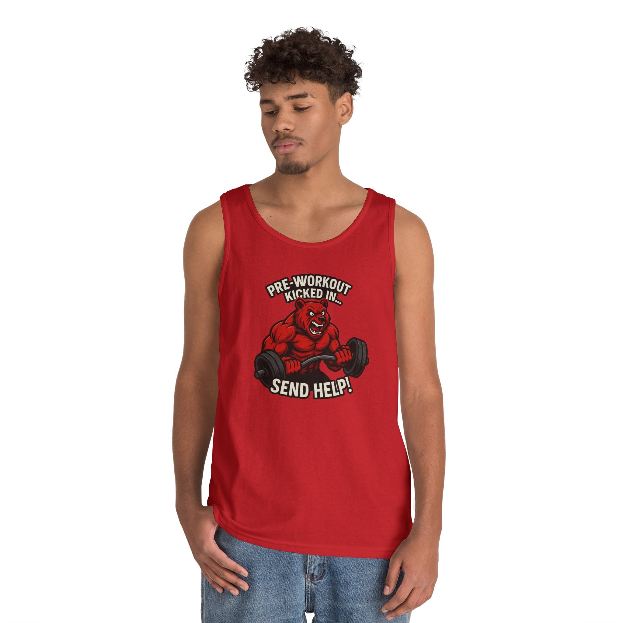 Pre-Workout Kicked In Send Help Tank Top | Fitness Gym Workout Tank