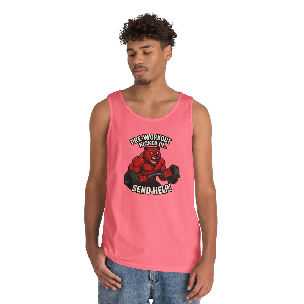 Pre-Workout Kicked In Send Help Tank Top | Fitness Gym Workout Tank