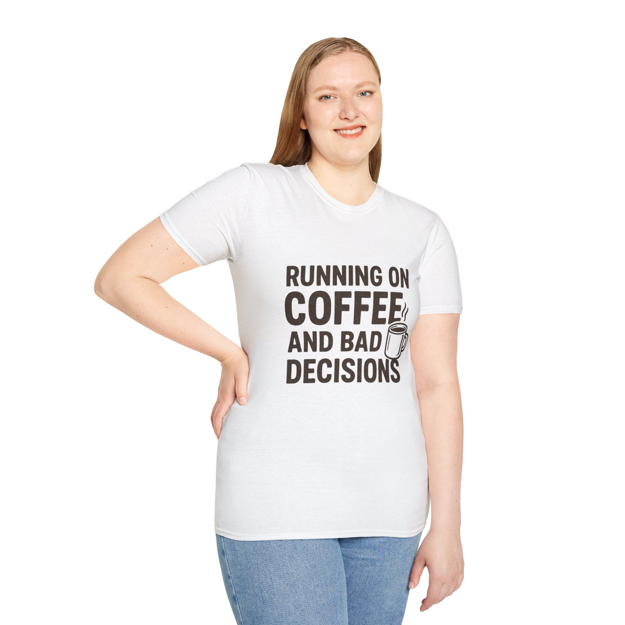 Coffee & Bad Decisions T-Shirt, Funny Graphic Tee, Gift for Coffee Lovers, Unisex Casual Wear, Perfect for Birthdays, Everyday Humor