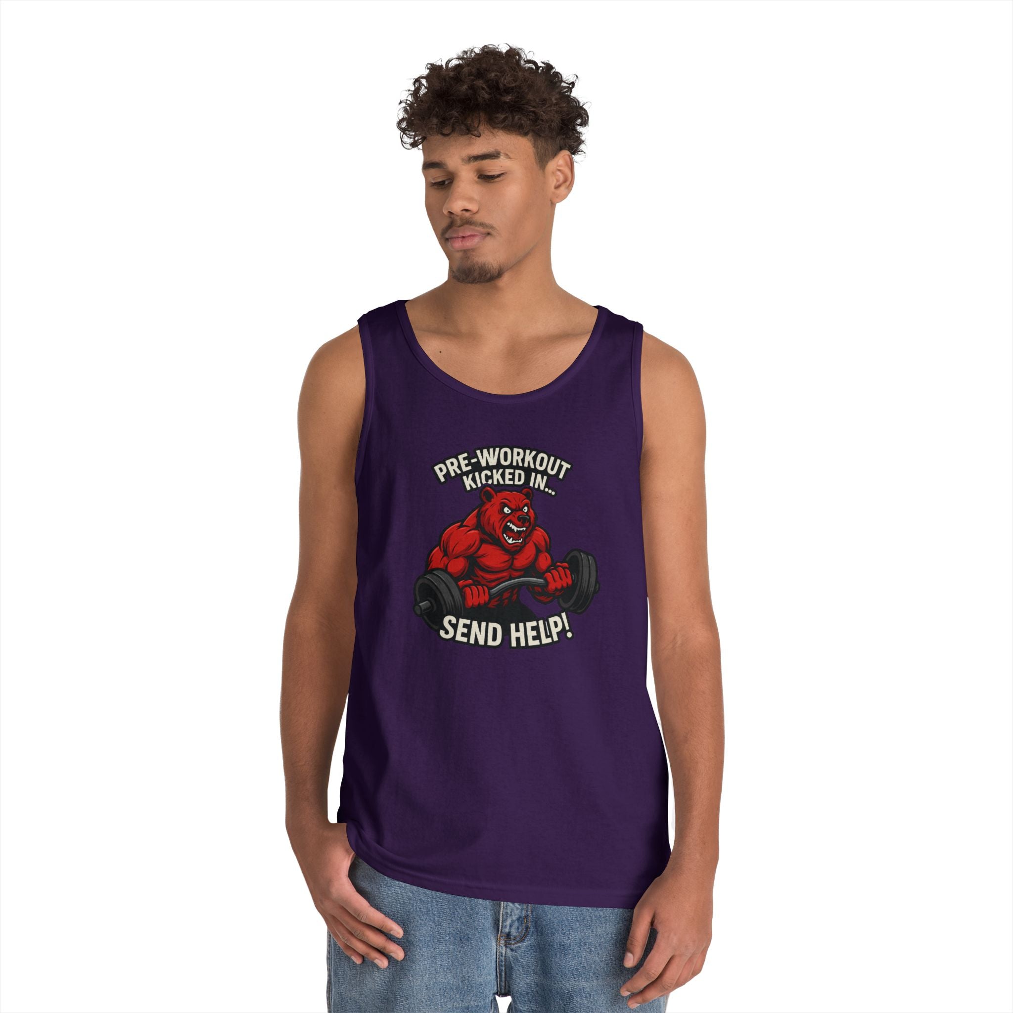 Pre-Workout Kicked In Send Help Tank Top | Fitness Gym Workout Tank