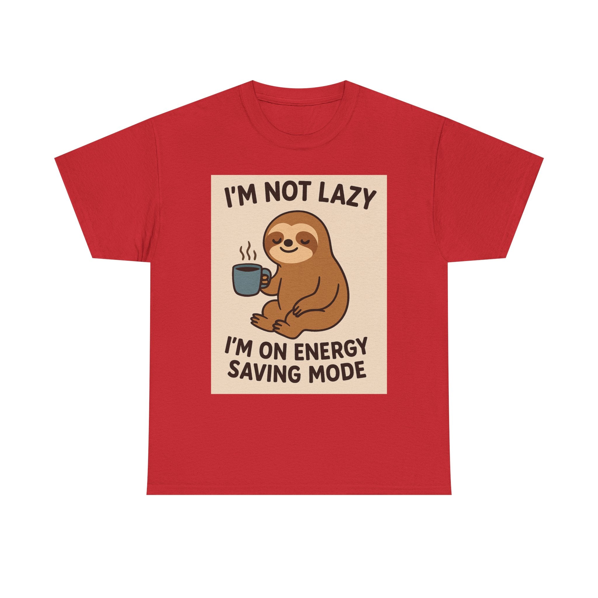 Lazy Sloth Unisex Heavy Cotton Tee | Funny Coffee Shirt, Gifts for Coffee Lovers, Relaxed T-Shirt, Cute Animal Apparel, Everyday Wear