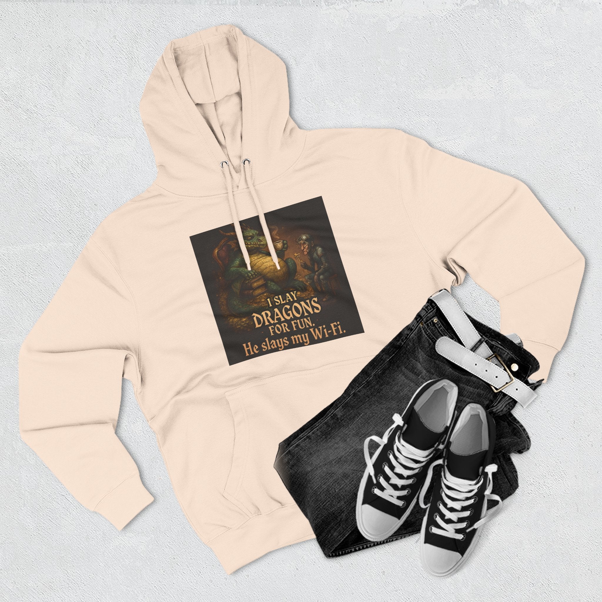 Fantasy-Themed Fleece Hoodie, Cozy Gift for Dragon Lovers, Perfect for Any Occasion, Fun Graphic Sweatshirt, Unique Apparel
