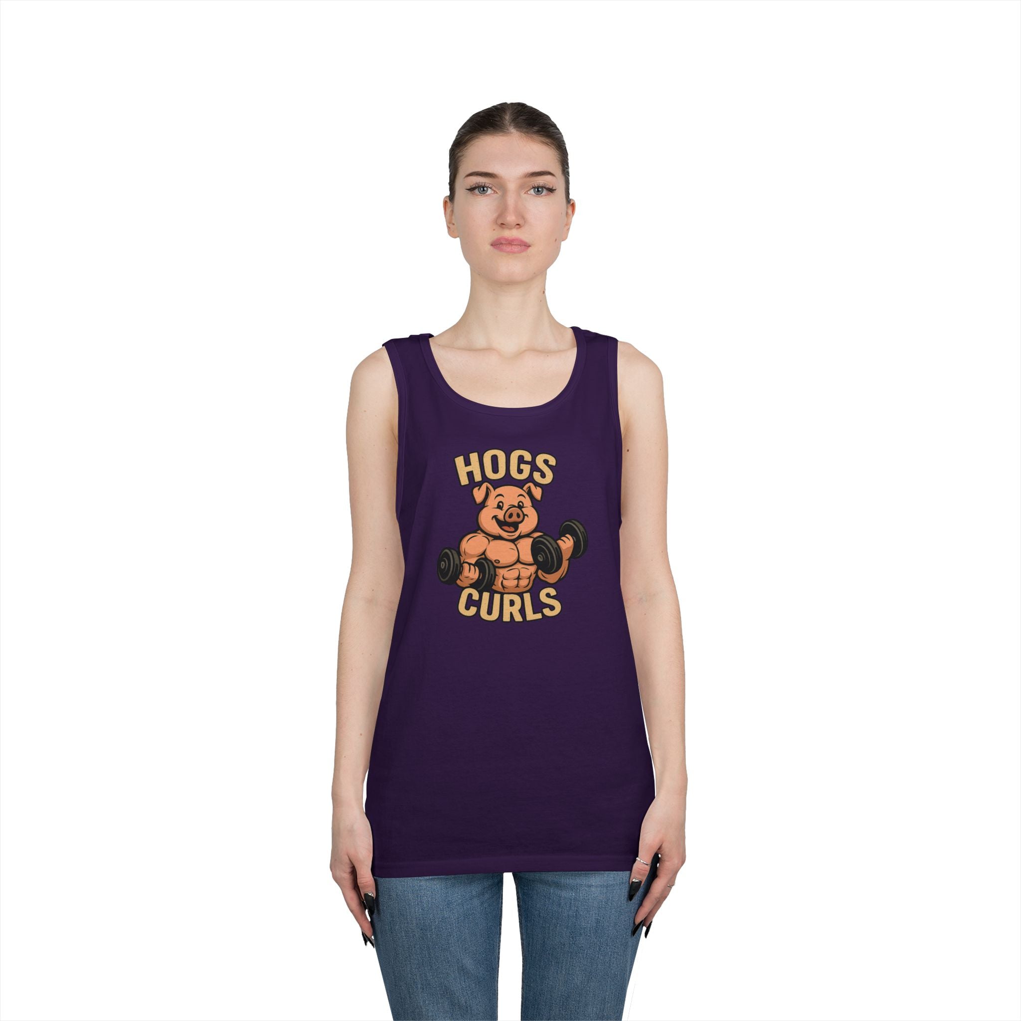 Fun Weightlifting Tank Top for Gym Lovers, Hogs & Curls Unisex Cotton Fitness Tee, Workout Shirt, Gift for Gym Enthusiasts, Summer [...]