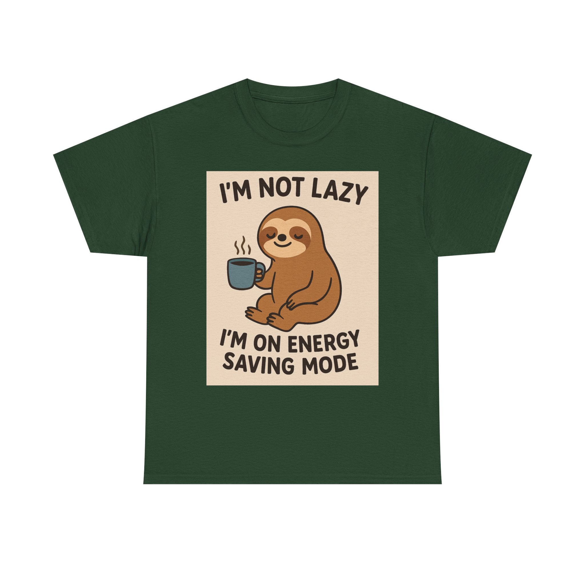 Lazy Sloth Unisex Heavy Cotton Tee | Funny Coffee Shirt, Gifts for Coffee Lovers, Relaxed T-Shirt, Cute Animal Apparel, Everyday Wear
