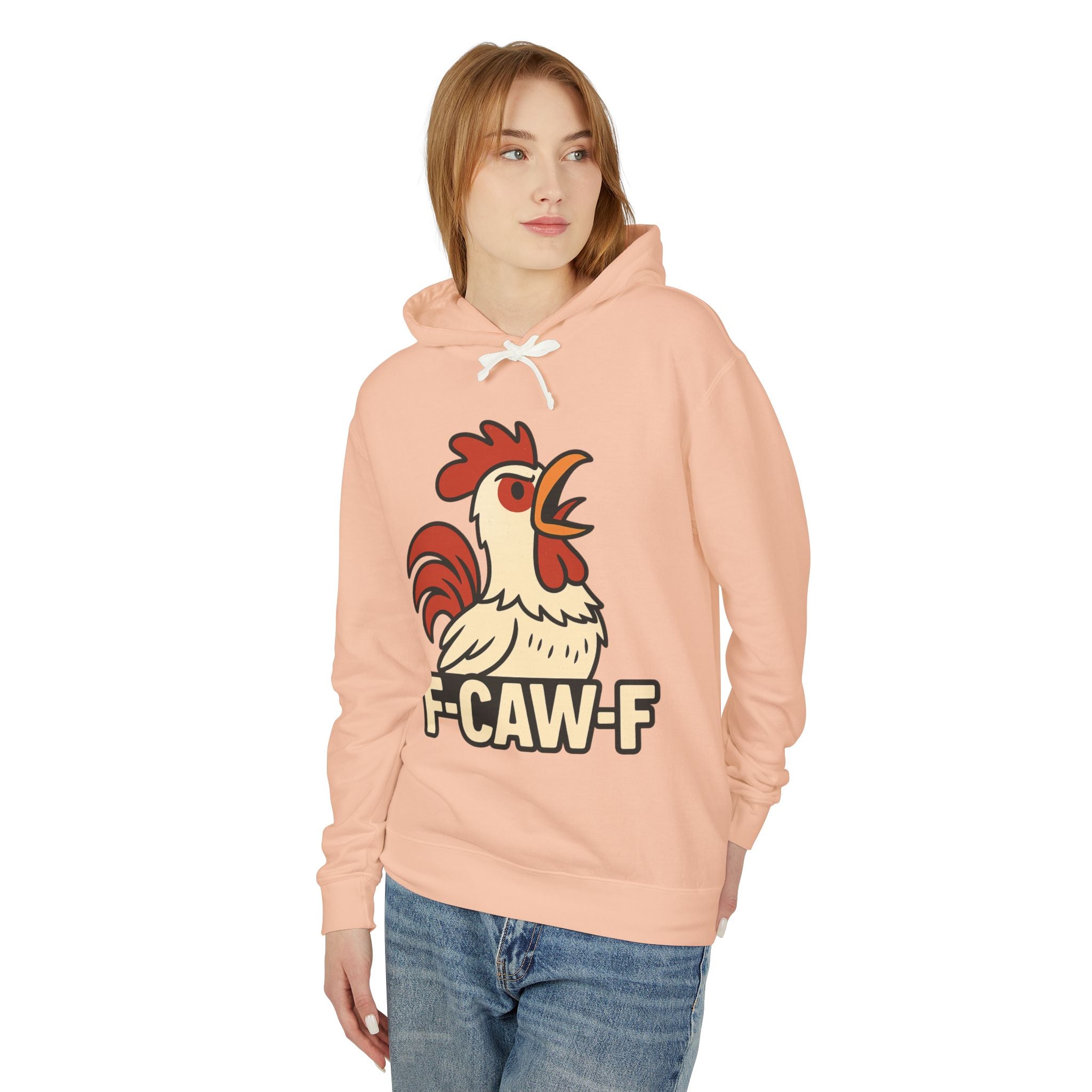 F-Caw-F Unisex Lightweight Hooded Sweatshirt, Funny Hoodie, Gift for Rooster Lovers, Humor Apparel, Casual Wear, Quirky Clothing