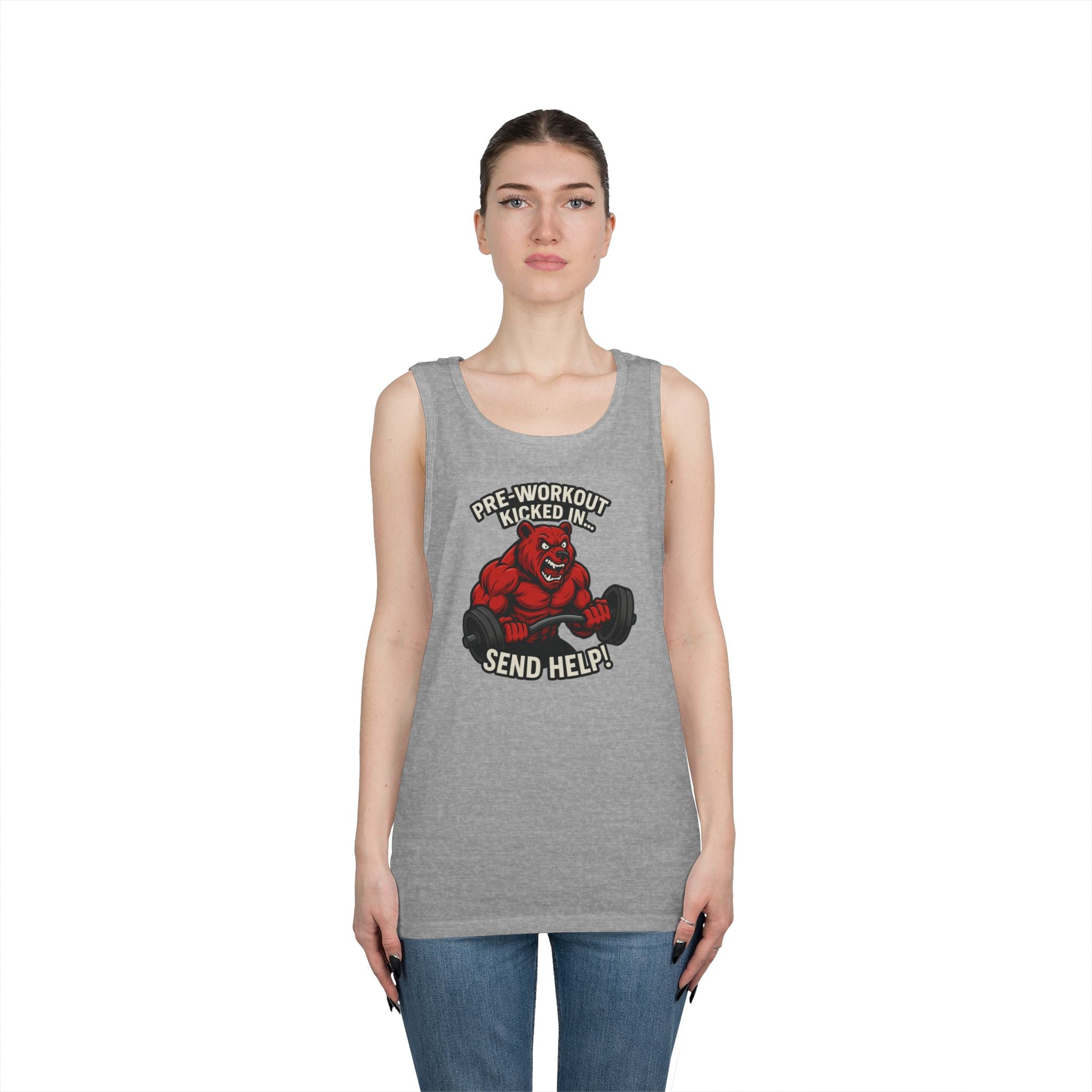 Pre-Workout Kicked In Send Help Tank Top | Fitness Gym Workout Tank