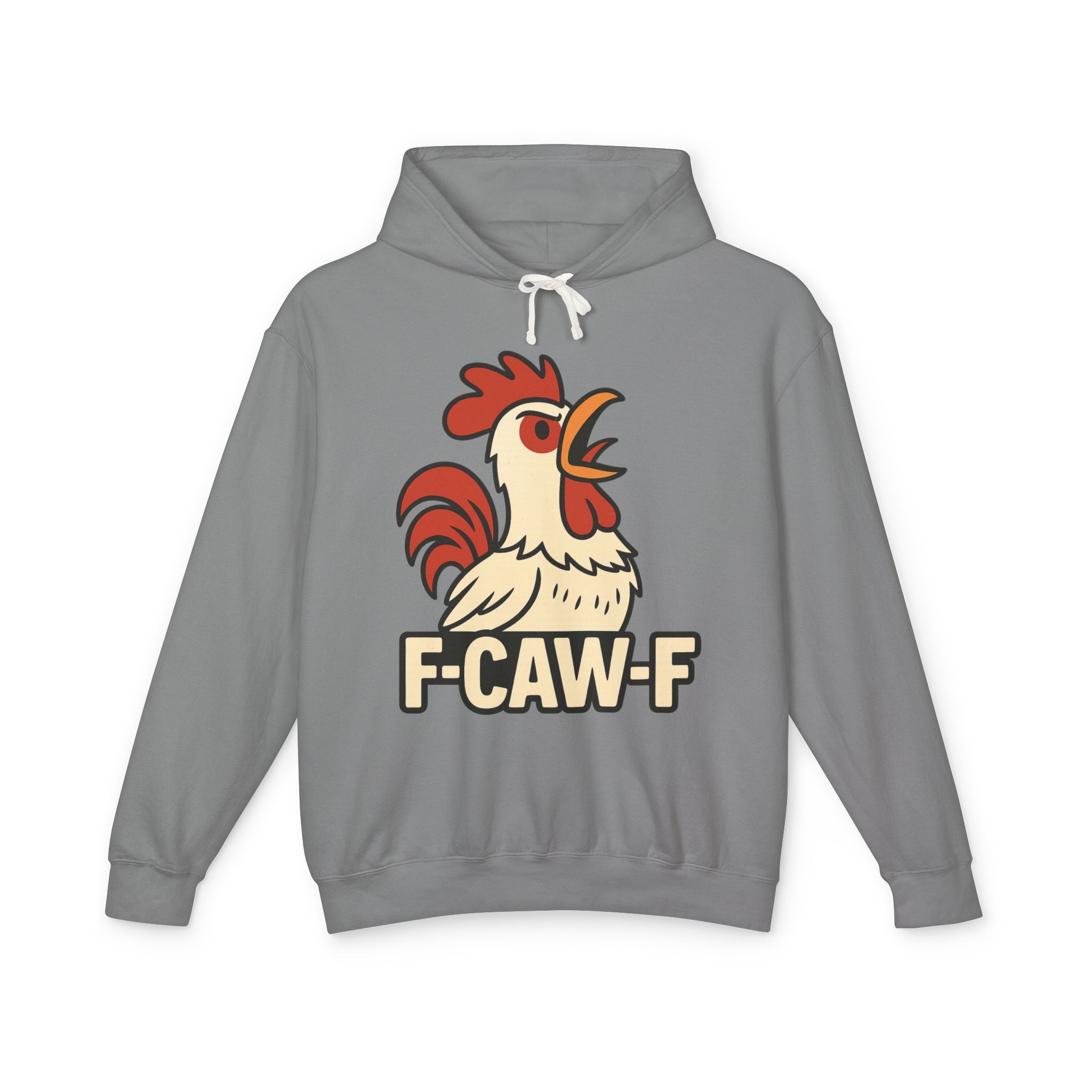 F-Caw-F Unisex Lightweight Hooded Sweatshirt, Funny Hoodie, Gift for Rooster Lovers, Humor Apparel, Casual Wear, Quirky Clothing