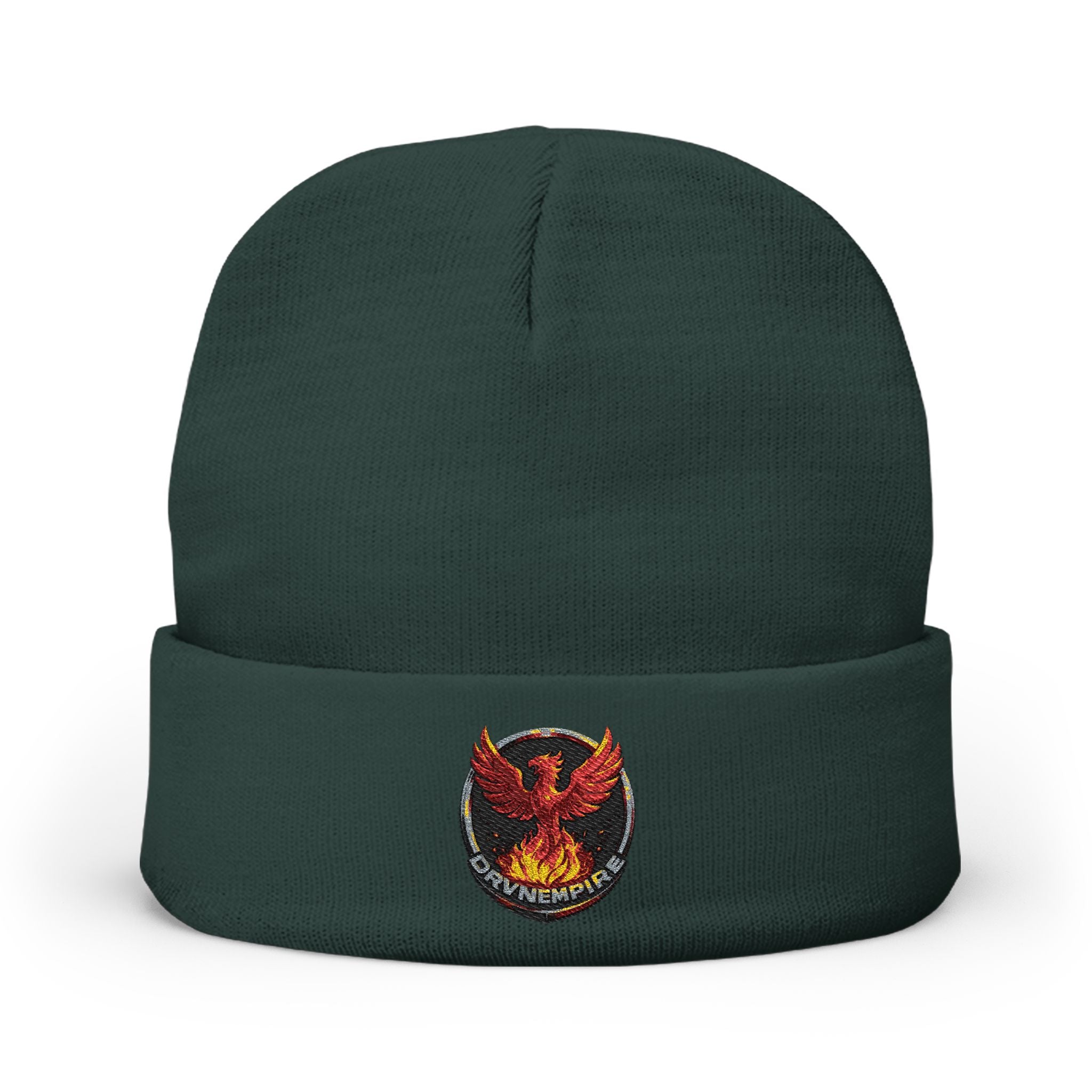Phoenix Embroidered Knit Beanie — Firebird Patch Winter Hat