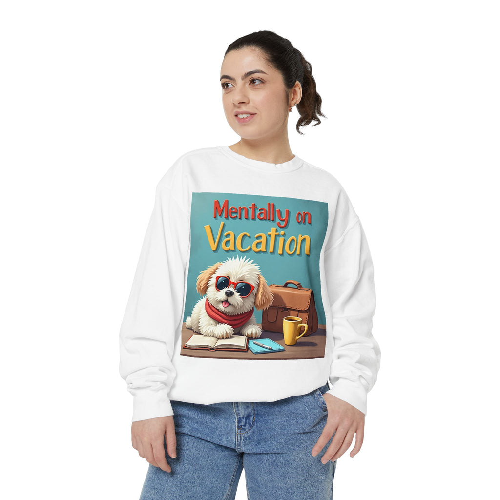 Unisex Dog-Themed Sweatshirt with Humorous Vacation Design, Perfect for Pet Lovers, Gift for Dog Owners, Cozy Casual Wear, Vacation Mood