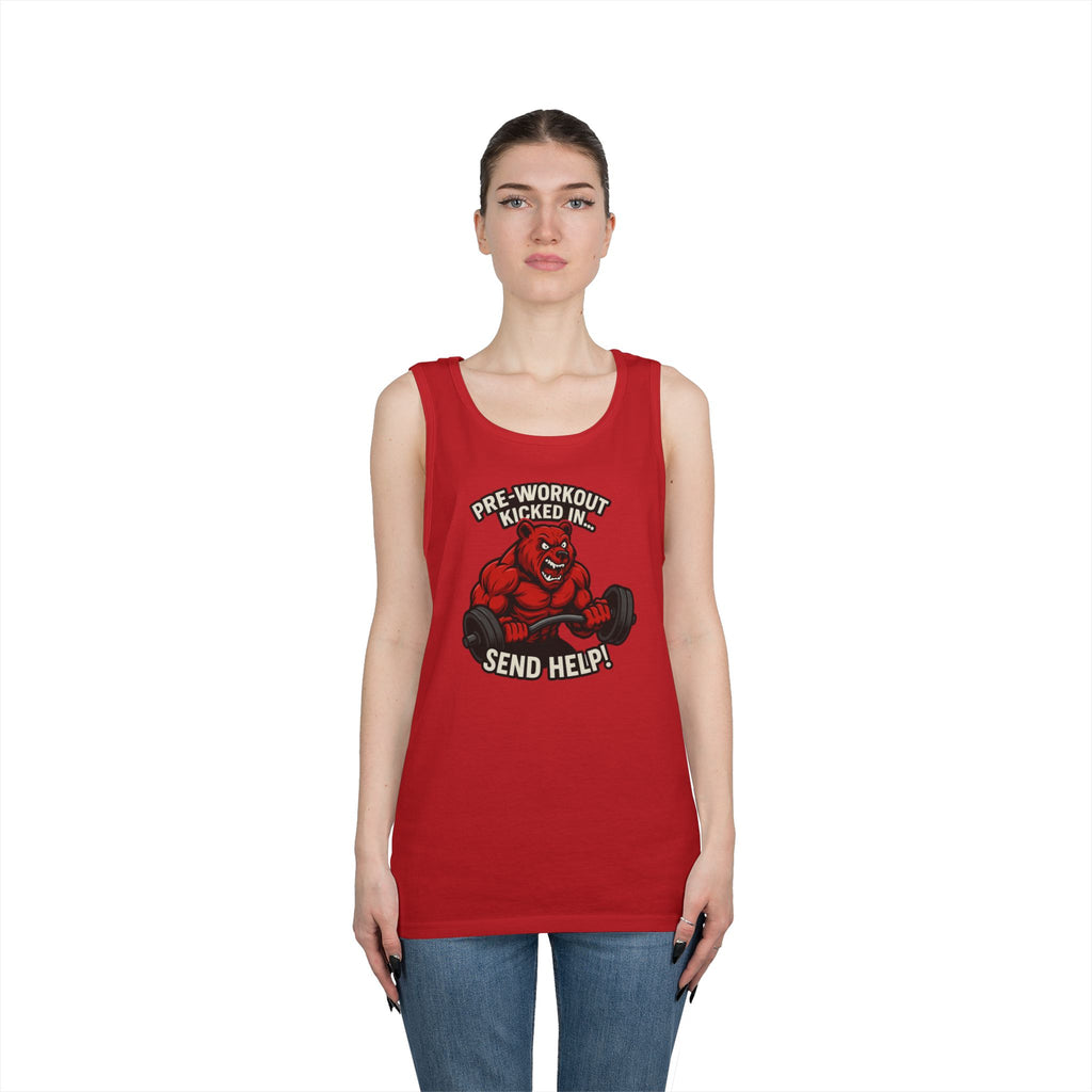 Pre-Workout Kicked In Send Help Tank Top | Fitness Gym Workout Tank