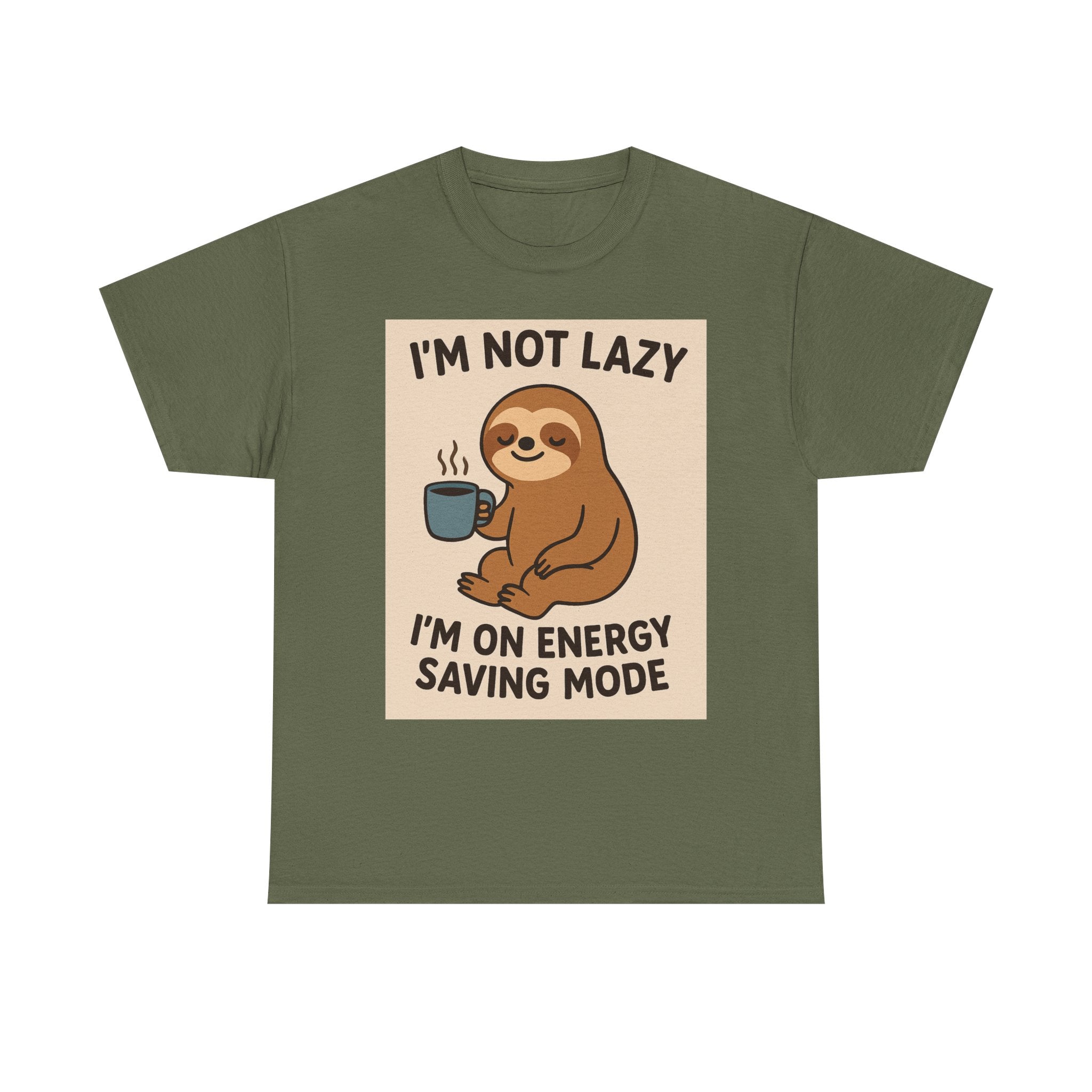 Lazy Sloth Unisex Heavy Cotton Tee | Funny Coffee Shirt, Gifts for Coffee Lovers, Relaxed T-Shirt, Cute Animal Apparel, Everyday Wear