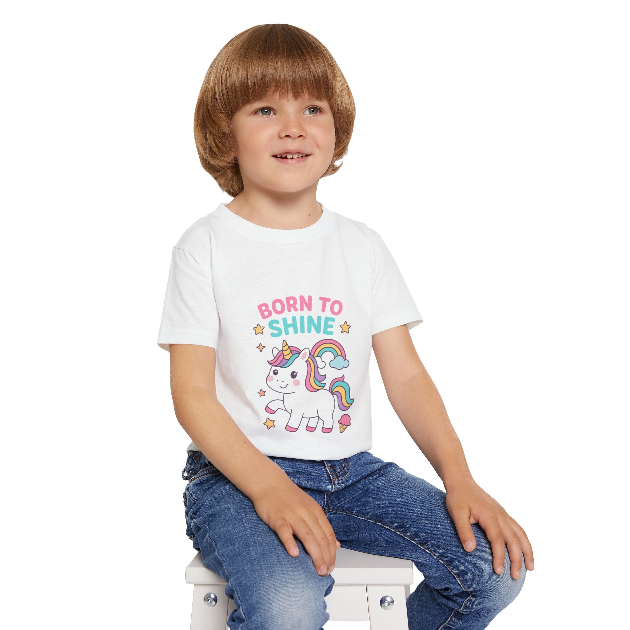 Unicorn Toddler T-Shirt | Born to Shine Kids Tee, Cute Unicorn Tee, Playful Baby Shirt, Birthday Gift for Kids, Rainbow T-shirt