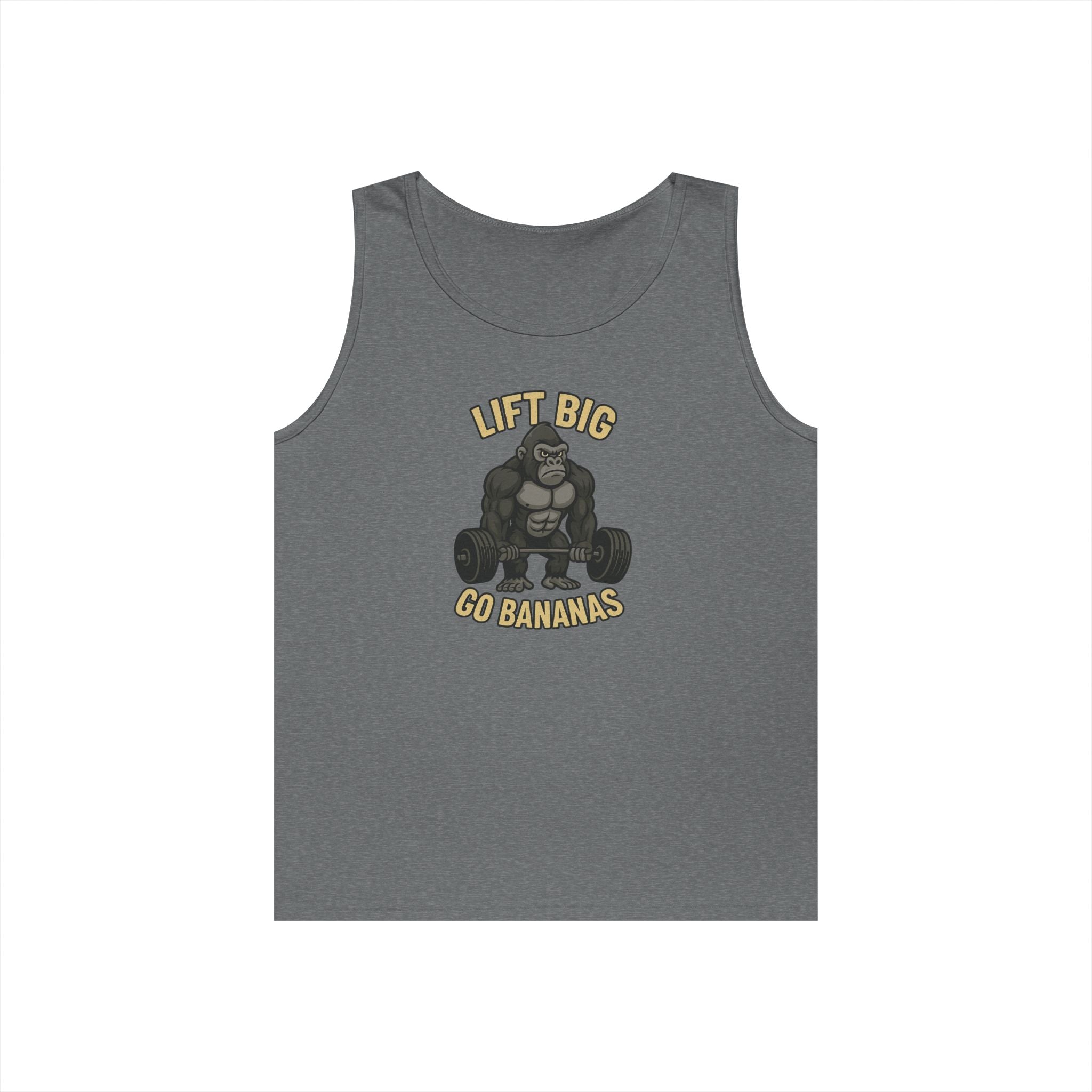 Gorilla Gym Tank Top - Lift Big, Go Bananas! Workout Apparel, Fitness Shirt, Unisex Exercise Top, Funny Gym Clothing