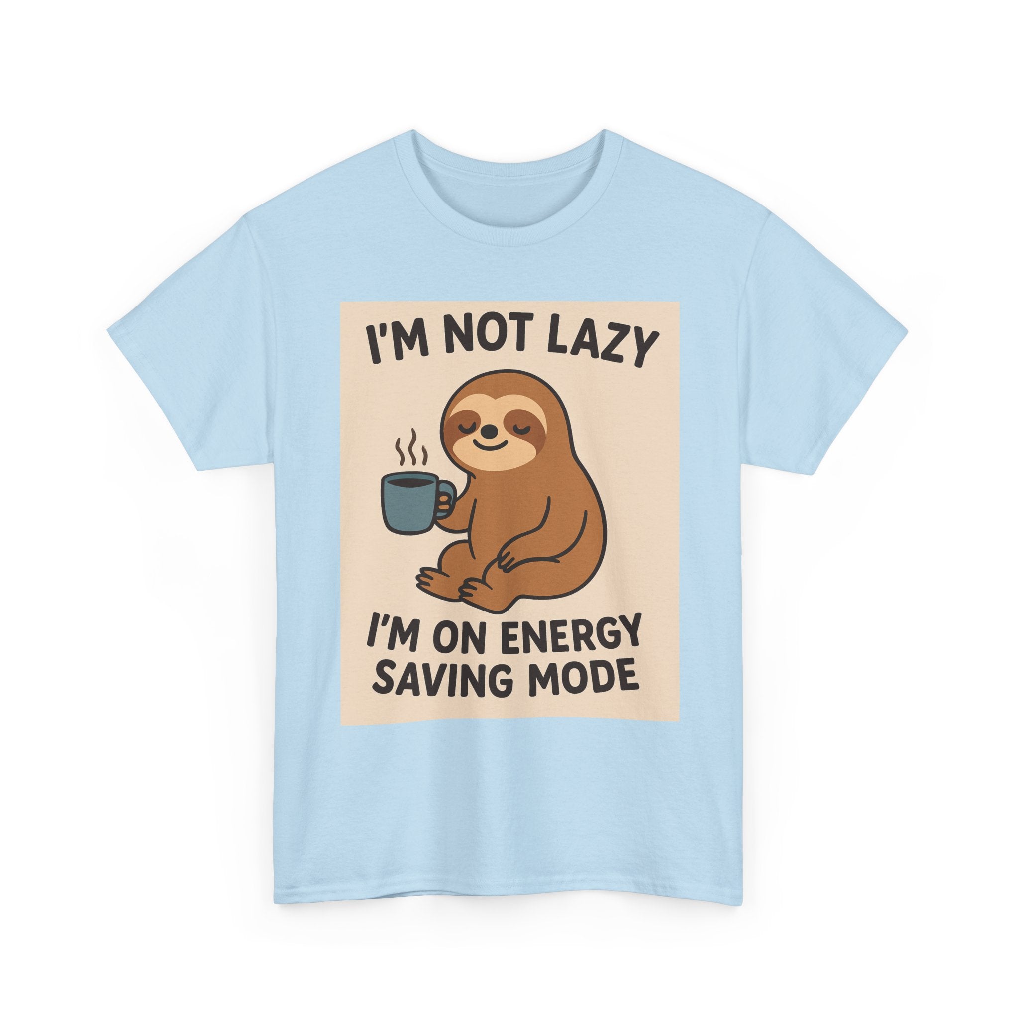 Lazy Sloth Unisex Heavy Cotton Tee | Funny Coffee Shirt, Gifts for Coffee Lovers, Relaxed T-Shirt, Cute Animal Apparel, Everyday Wear