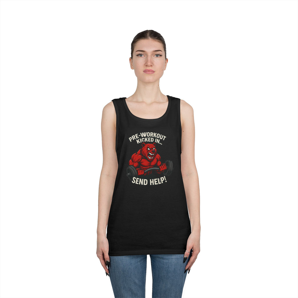 Pre-Workout Kicked In Send Help Tank Top | Fitness Gym Workout Tank