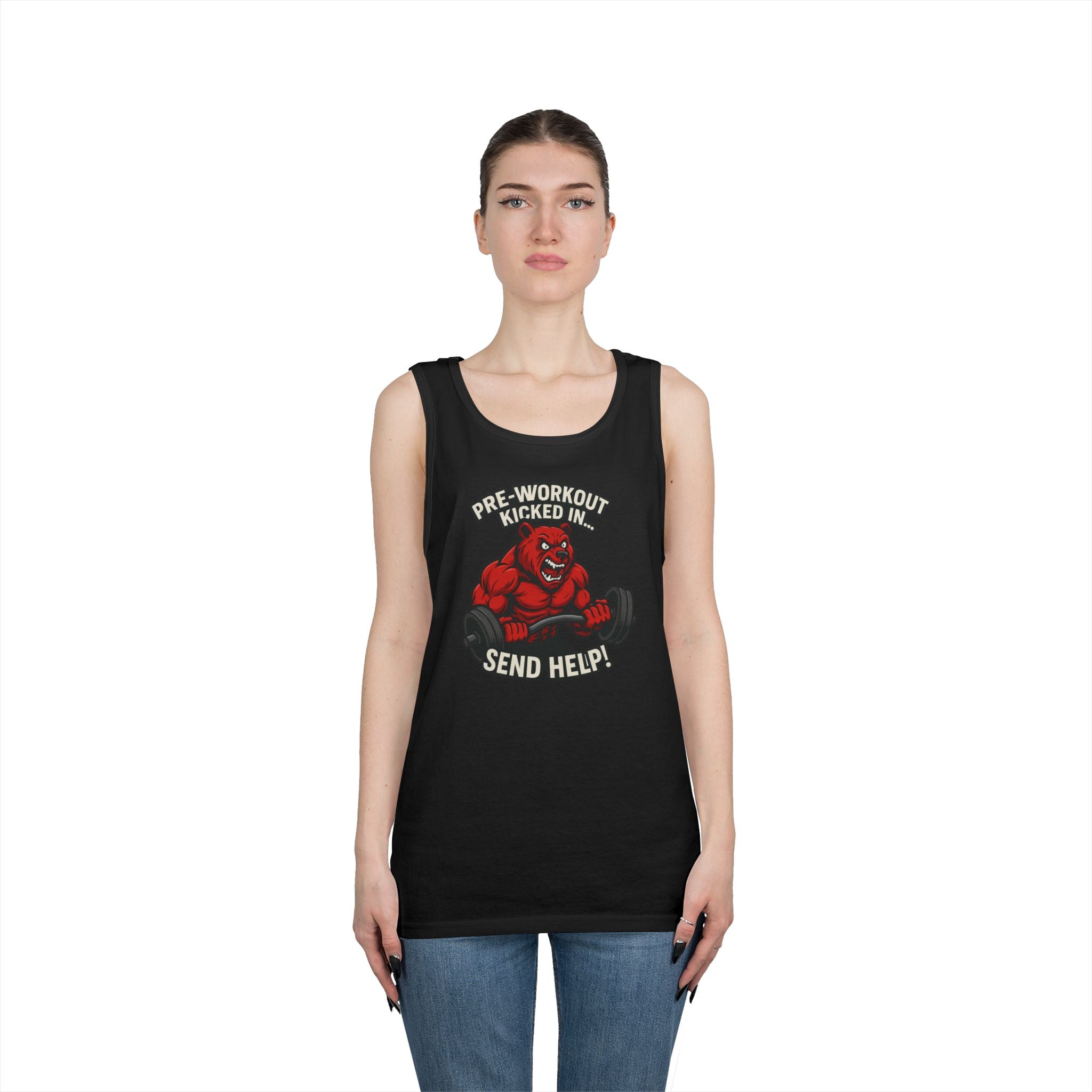 Pre-Workout Kicked In Send Help Tank Top | Fitness Gym Workout Tank