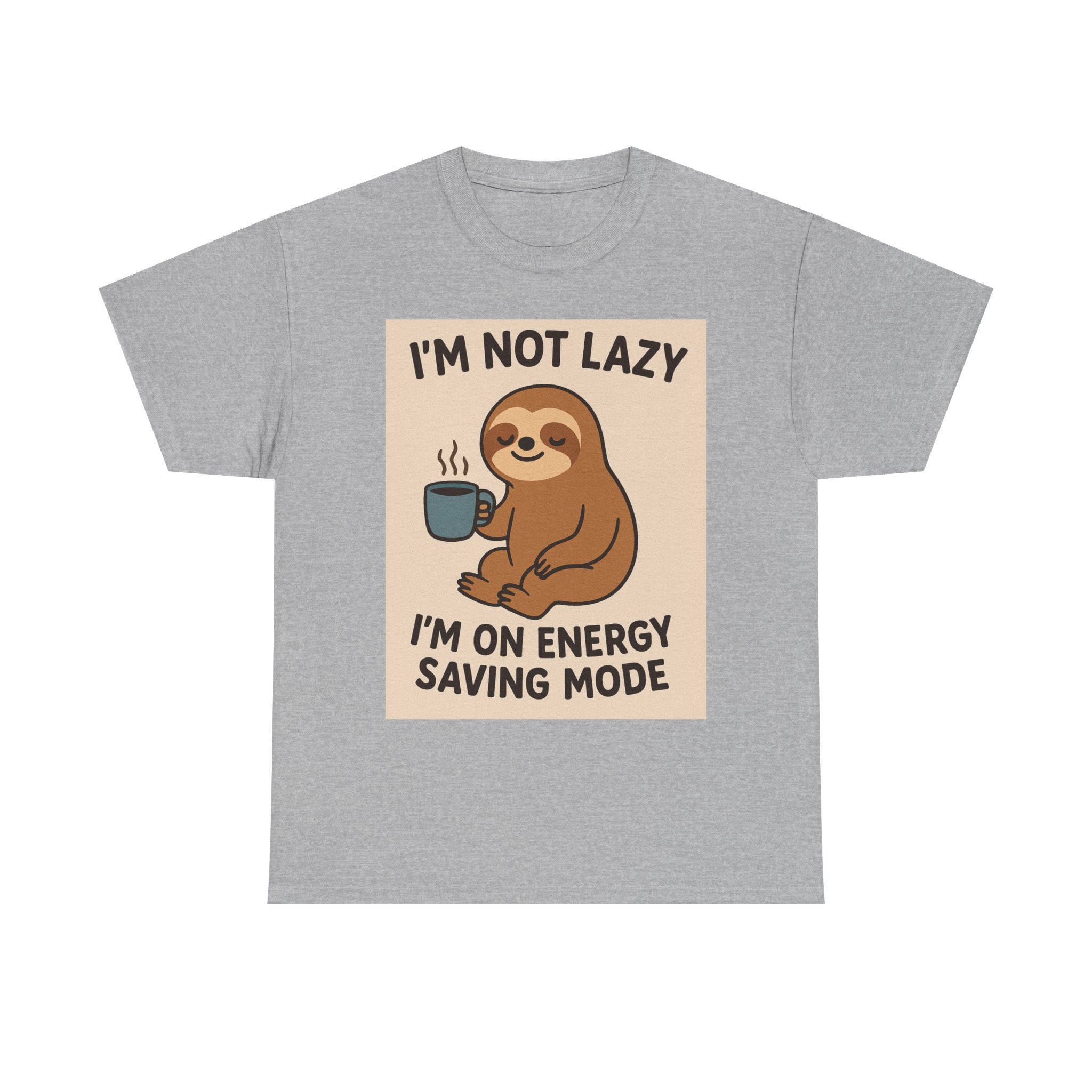 Lazy Sloth Unisex Heavy Cotton Tee | Funny Coffee Shirt, Gifts for Coffee Lovers, Relaxed T-Shirt, Cute Animal Apparel, Everyday Wear