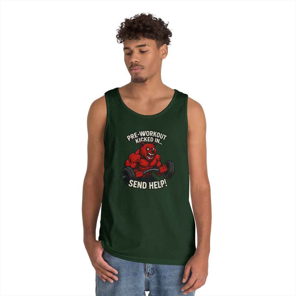 Pre-Workout Kicked In Send Help Tank Top | Fitness Gym Workout Tank