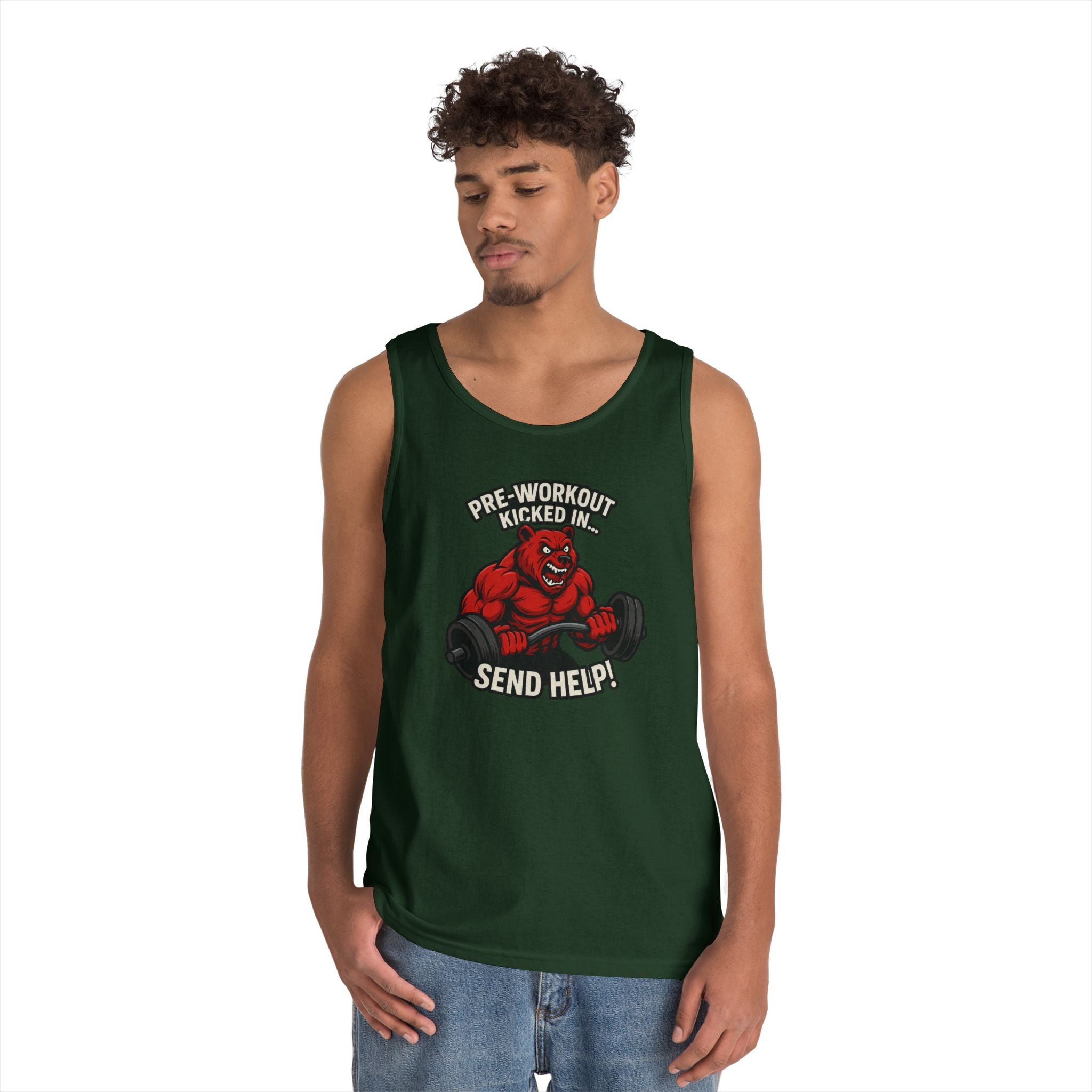 Pre-Workout Kicked In Send Help Tank Top | Fitness Gym Workout Tank