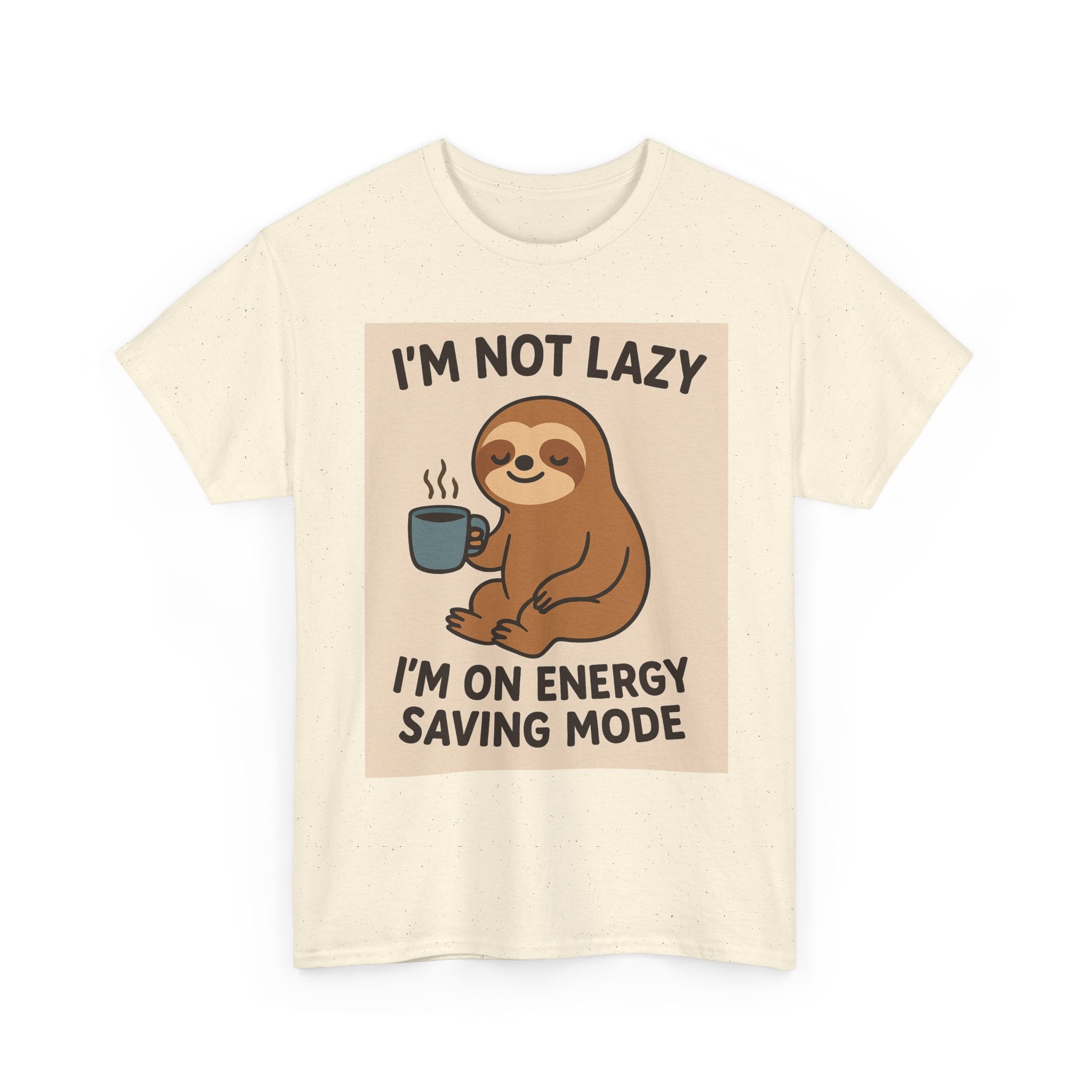 Lazy Sloth Unisex Heavy Cotton Tee | Funny Coffee Shirt, Gifts for Coffee Lovers, Relaxed T-Shirt, Cute Animal Apparel, Everyday Wear