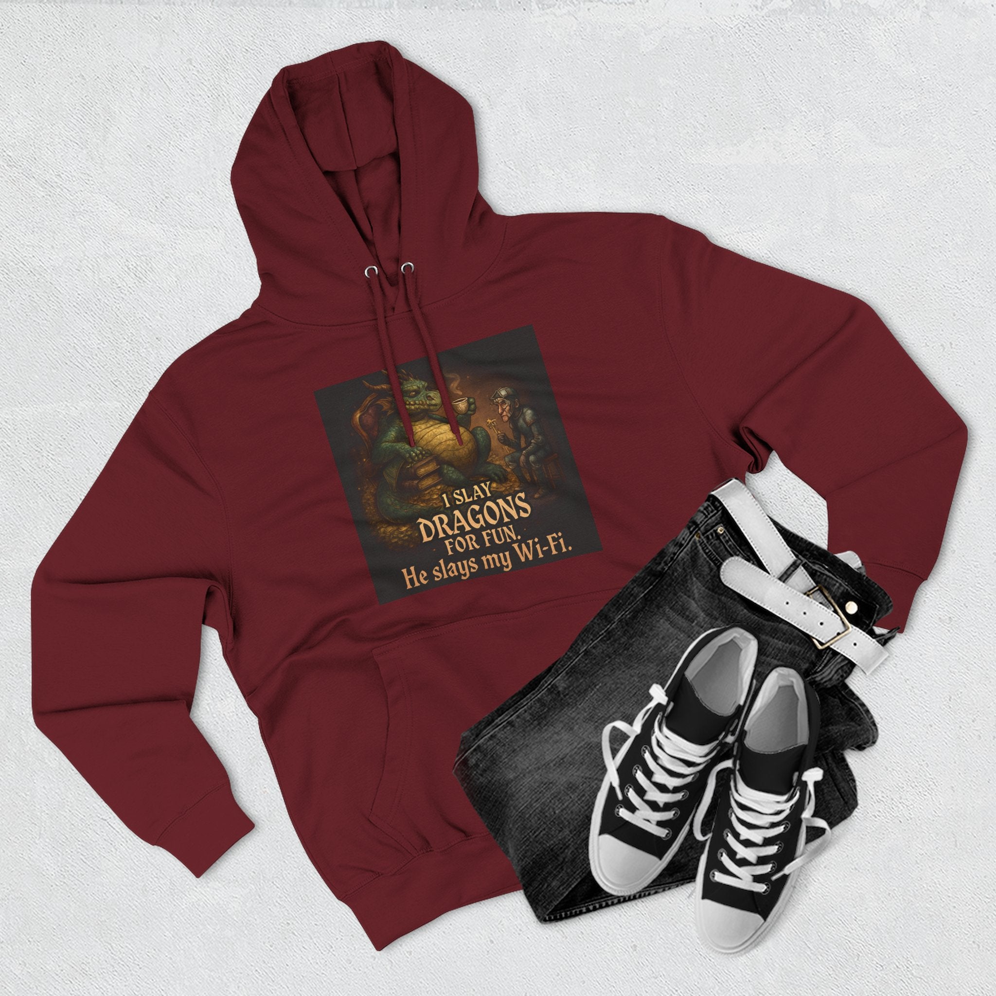 Fantasy-Themed Fleece Hoodie, Cozy Gift for Dragon Lovers, Perfect for Any Occasion, Fun Graphic Sweatshirt, Unique Apparel